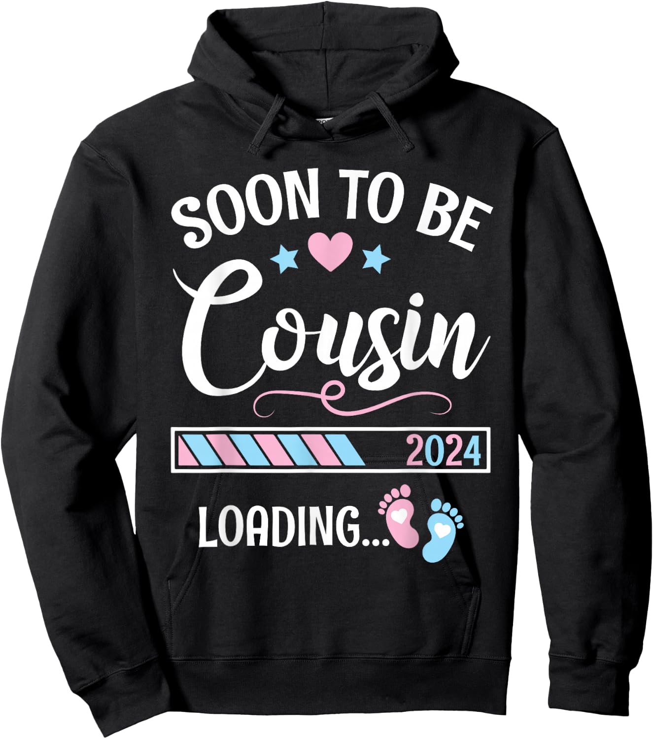 Heart Stars Happy Mother Day Soon To Be Cousin 2024 Loading Hoodie - Hoodie | Black