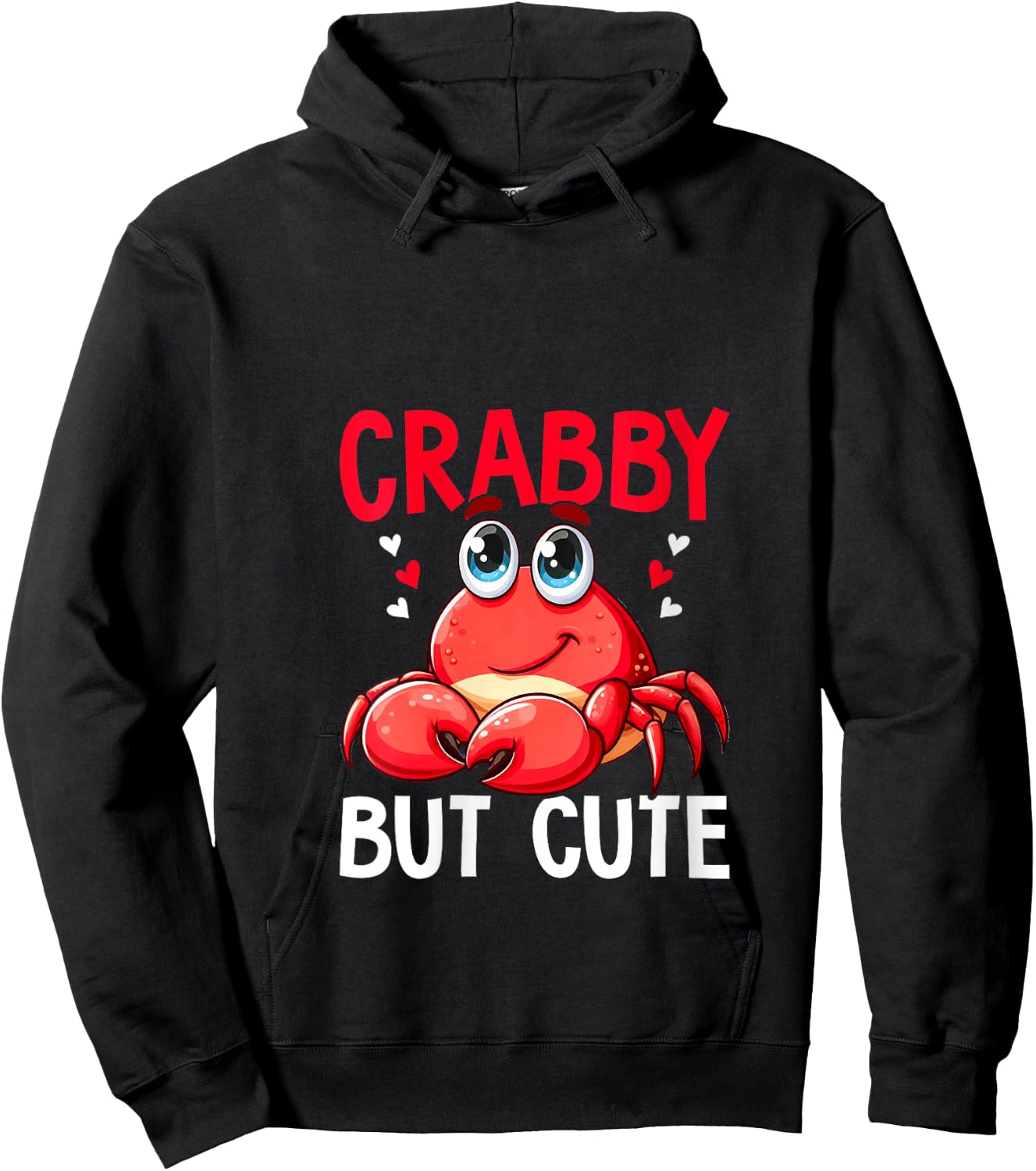 Crabby But Cute Crabbing Crab Fishing Crabs Lover V-Neck Hoodie - Hoodie | Black