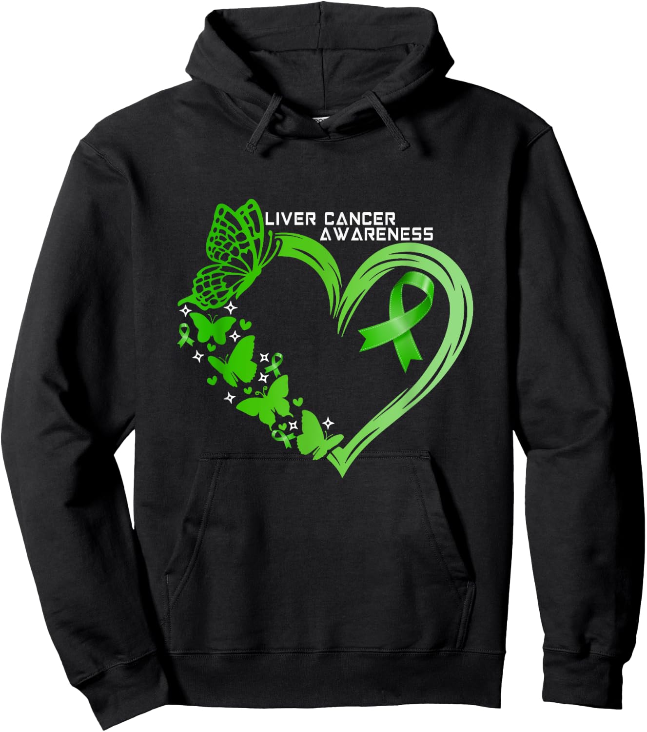 Liver Cancer Awareness Green Ribbon Liver Cancer Warrior Hoodie - Hoodie | Black