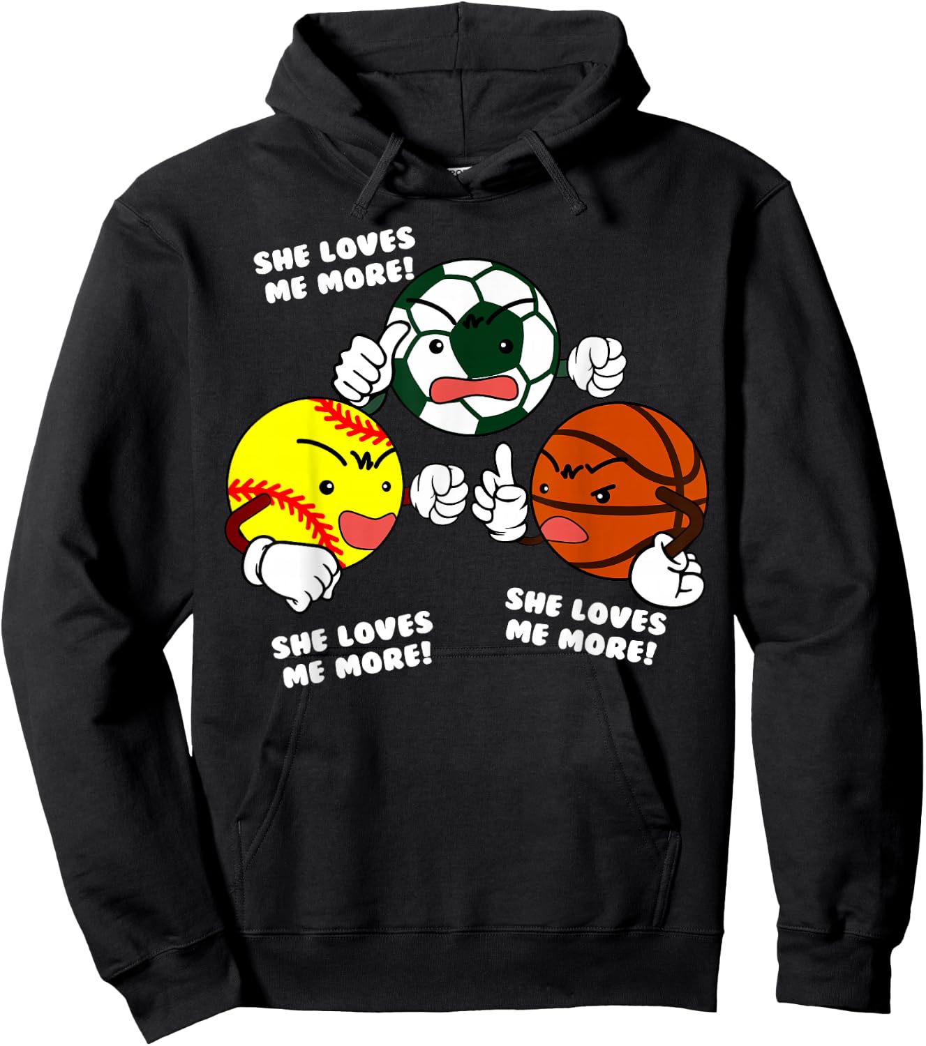 She Loves Me More Funny Softball Soccer Basketball Player Hoodie - Hoodie | Black