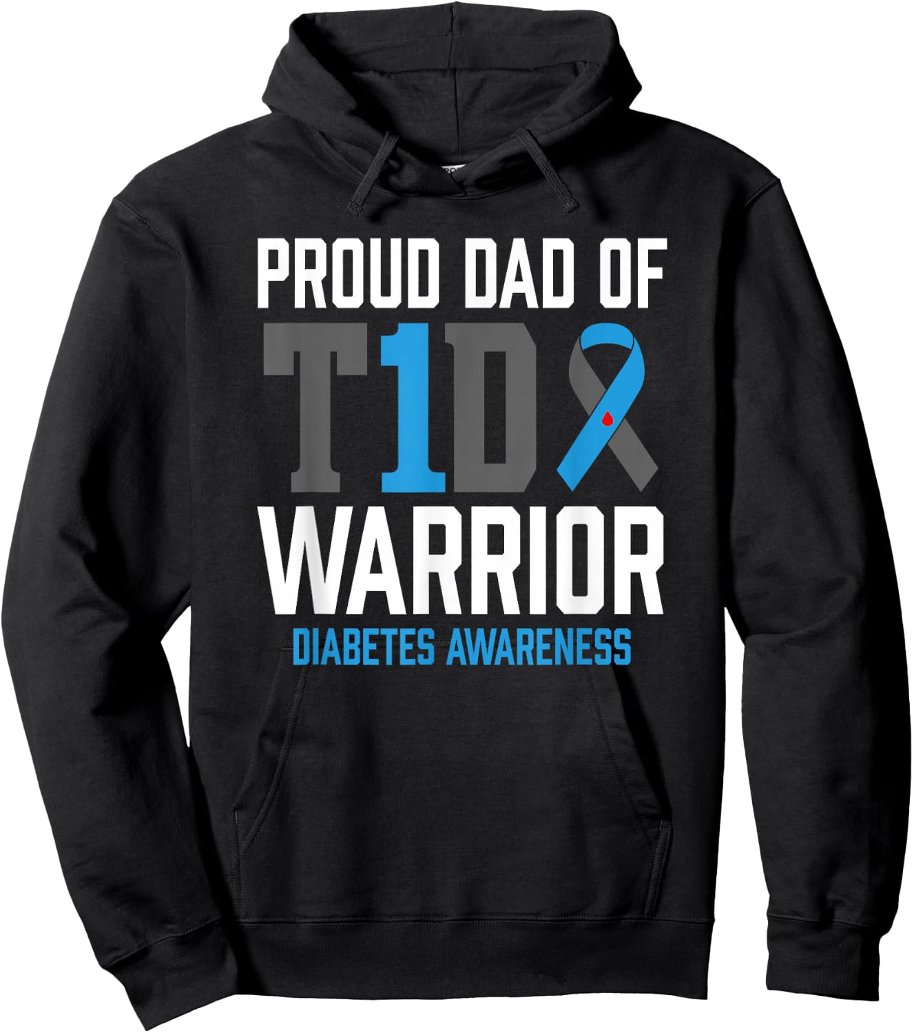 Type 1 Diabetes Awareness T1D Dad of Warrior Type 1 Diabetic Hoodie - Hoodie | Black