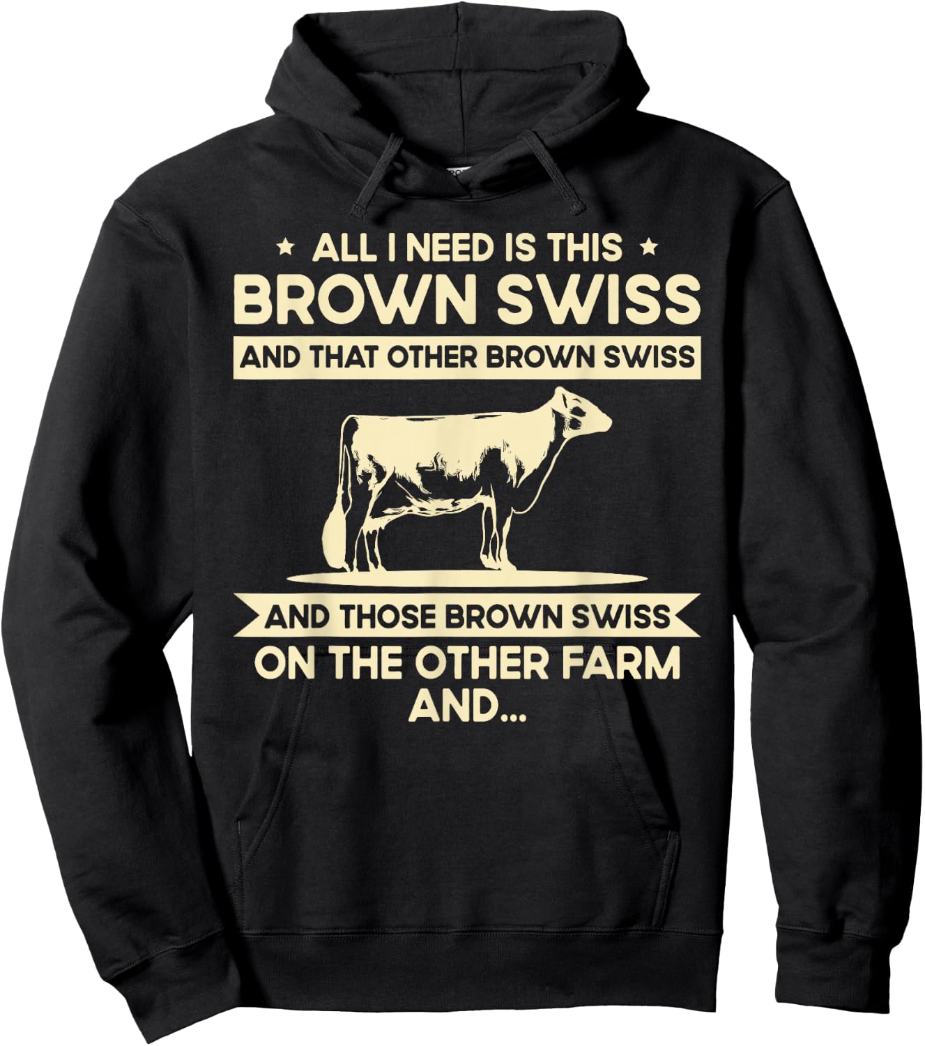 I Need This Cow Breeder - Cattle Farmer Brown Swiss Hoodie - Hoodie | Black