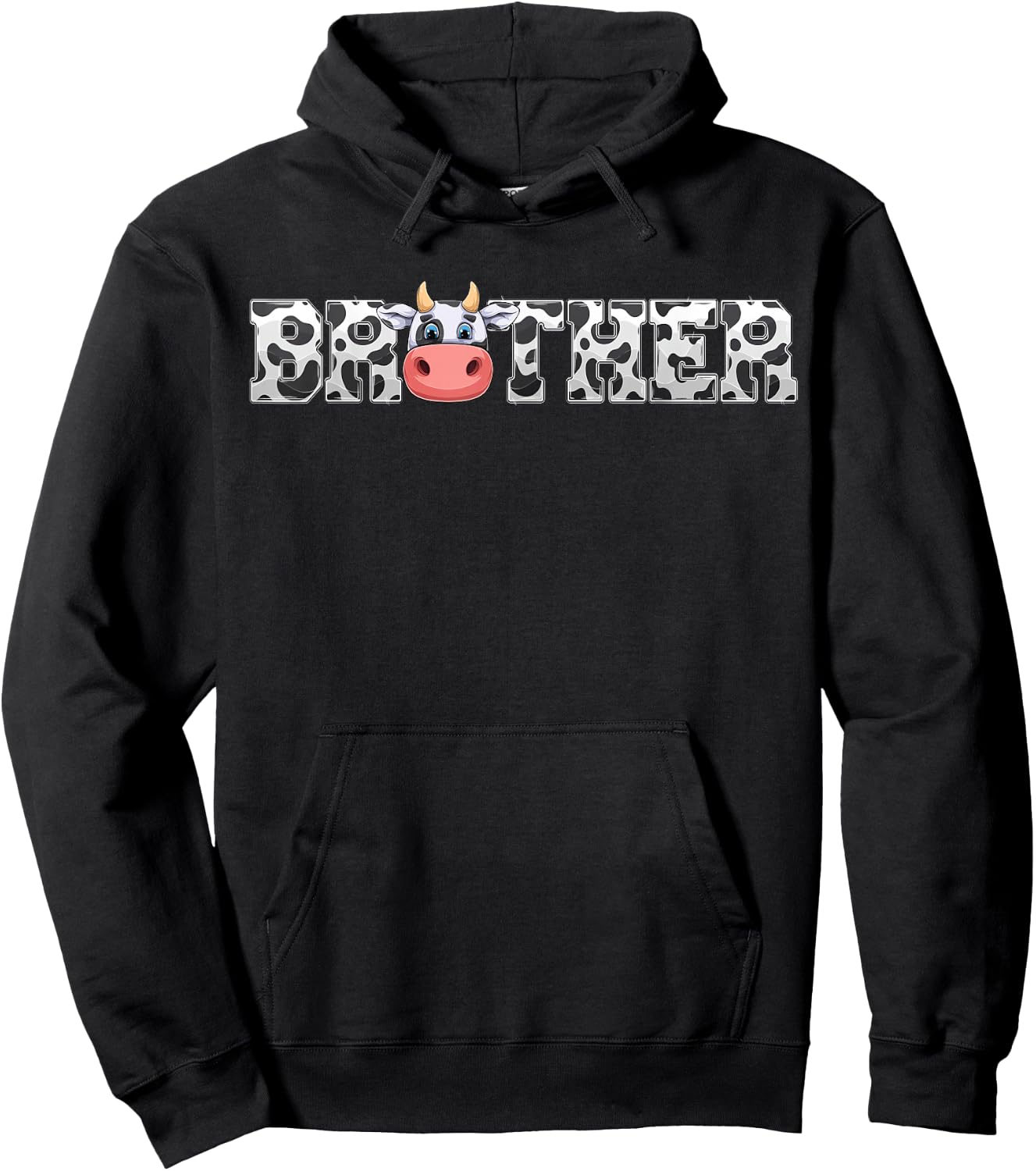 Brother Cow Print Cowboy Animal Pattern Farmer Cow Brother Hoodie - Hoodie | Black