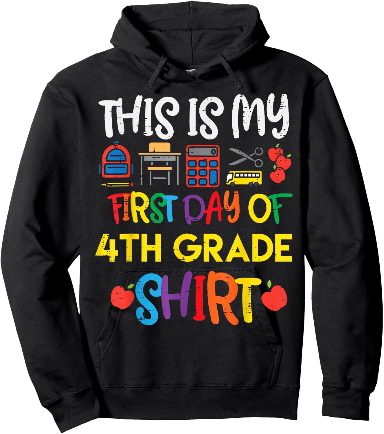 My First Day Of 4th Grade Shirt Fourth School Boys Girls Hoodie - Hoodie | Black