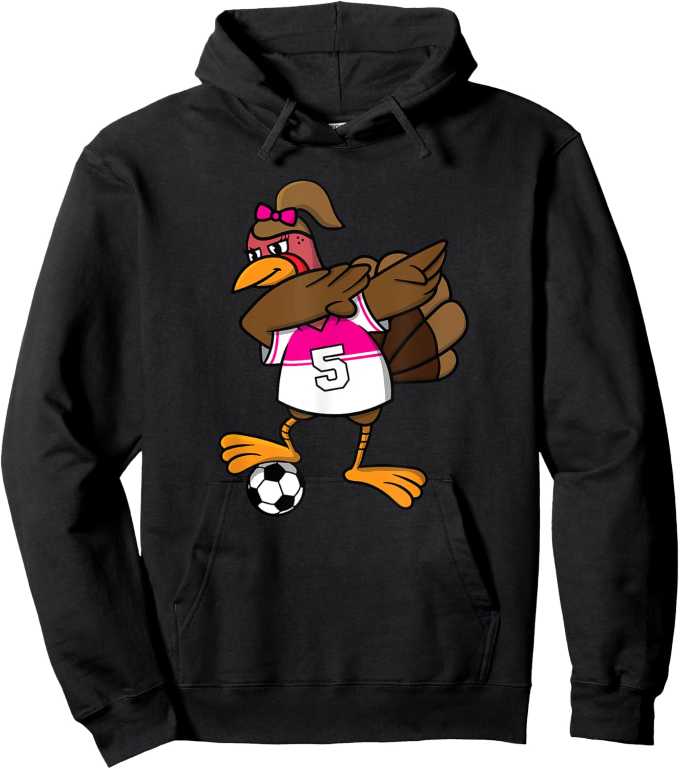 Thanksgiving Turkey Shirt for Girls Soccer Dab Dabbing Funny Hoodie - Hoodie | Black