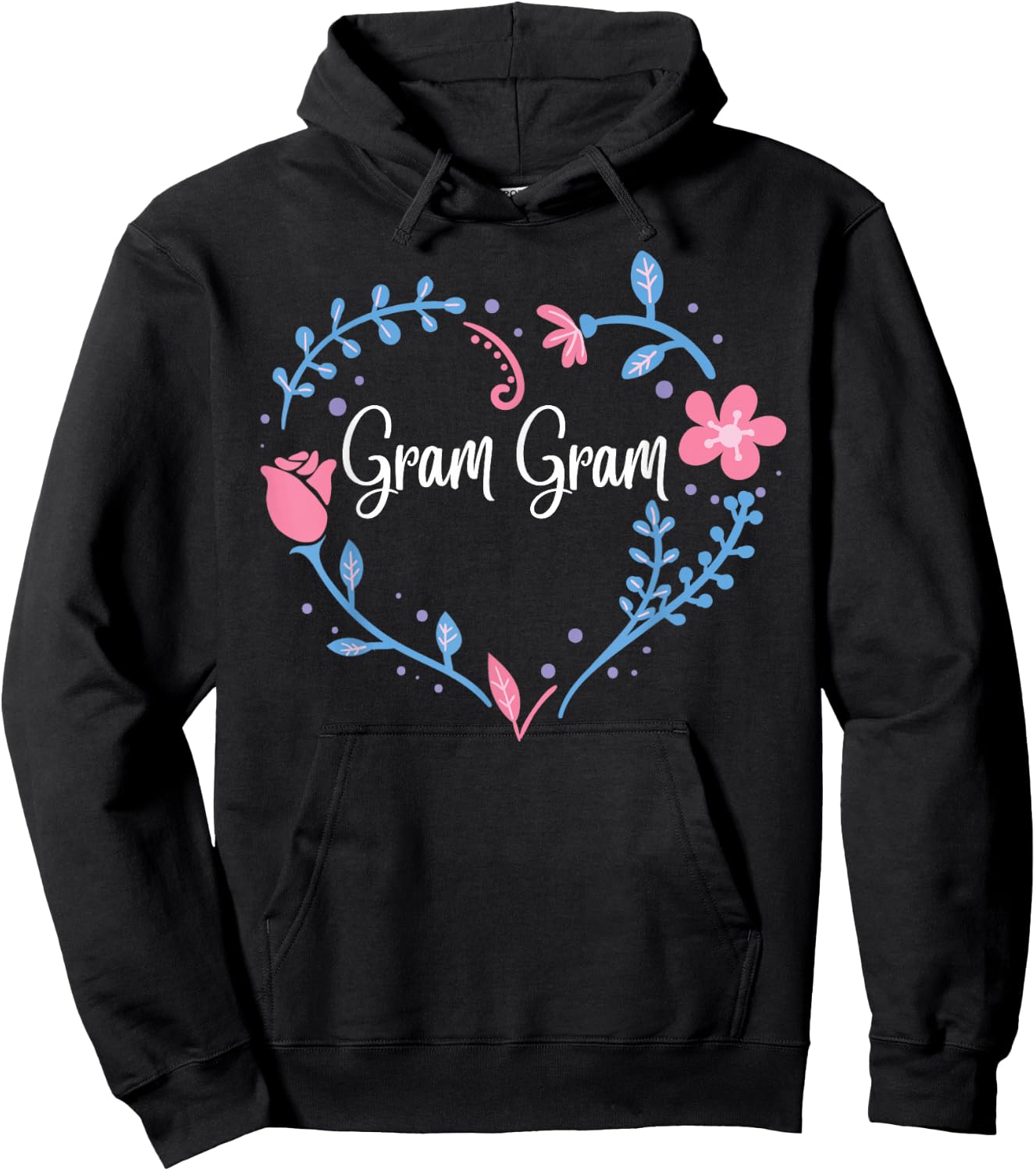 Flower Gram Gram Grandma Christmas Birthday Gift Hoodie - Hoodie | Black