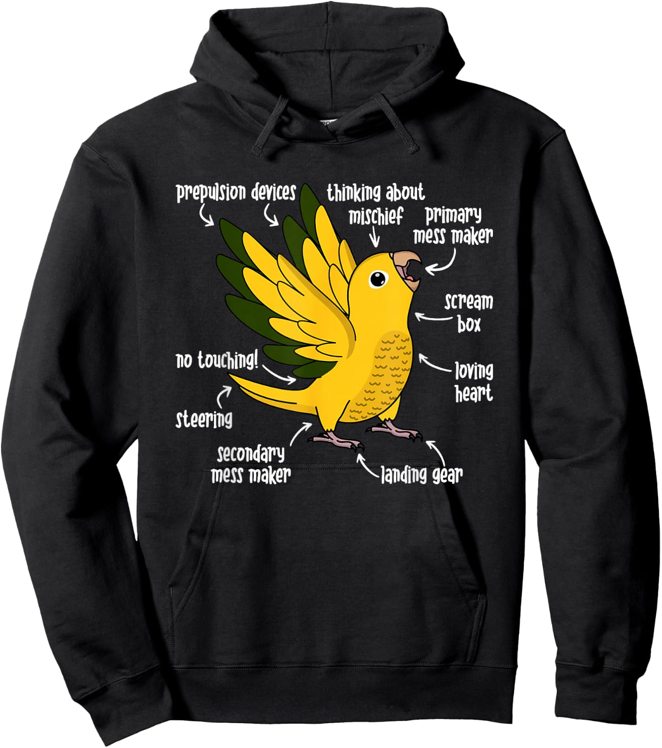 Parrot Anatomy I Golden Conure Hoodie - Hoodie | Black
