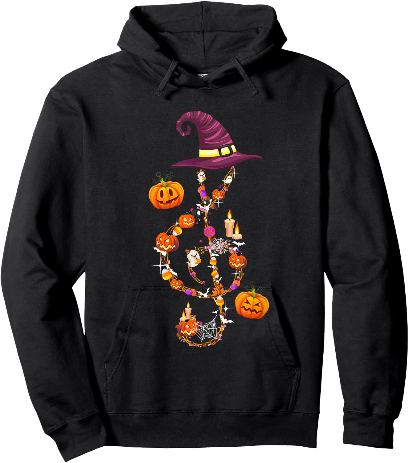 Music Note Symbol Halloween Clef Musical Teacher Music Lover Women Kids Hoodie - Hoodie | Black