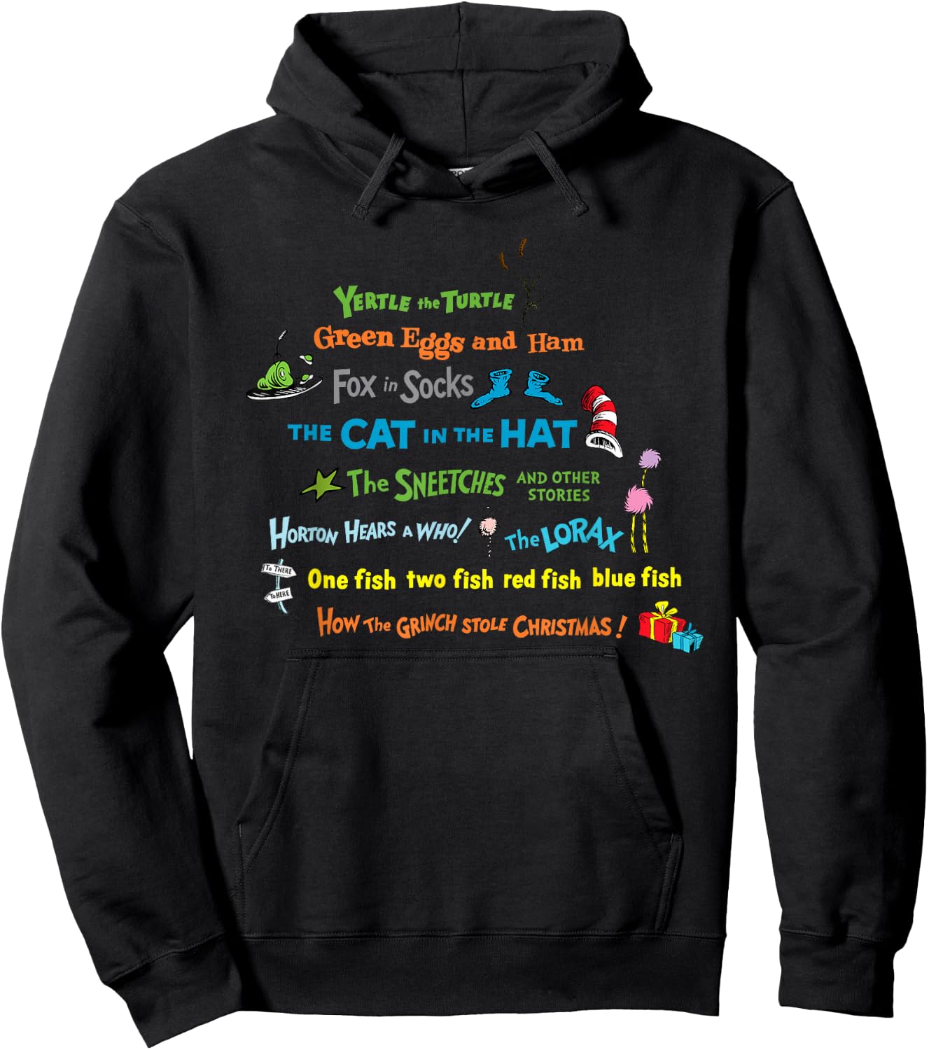 Dr. Seuss Book Title Hoodie - Hoodie | Black