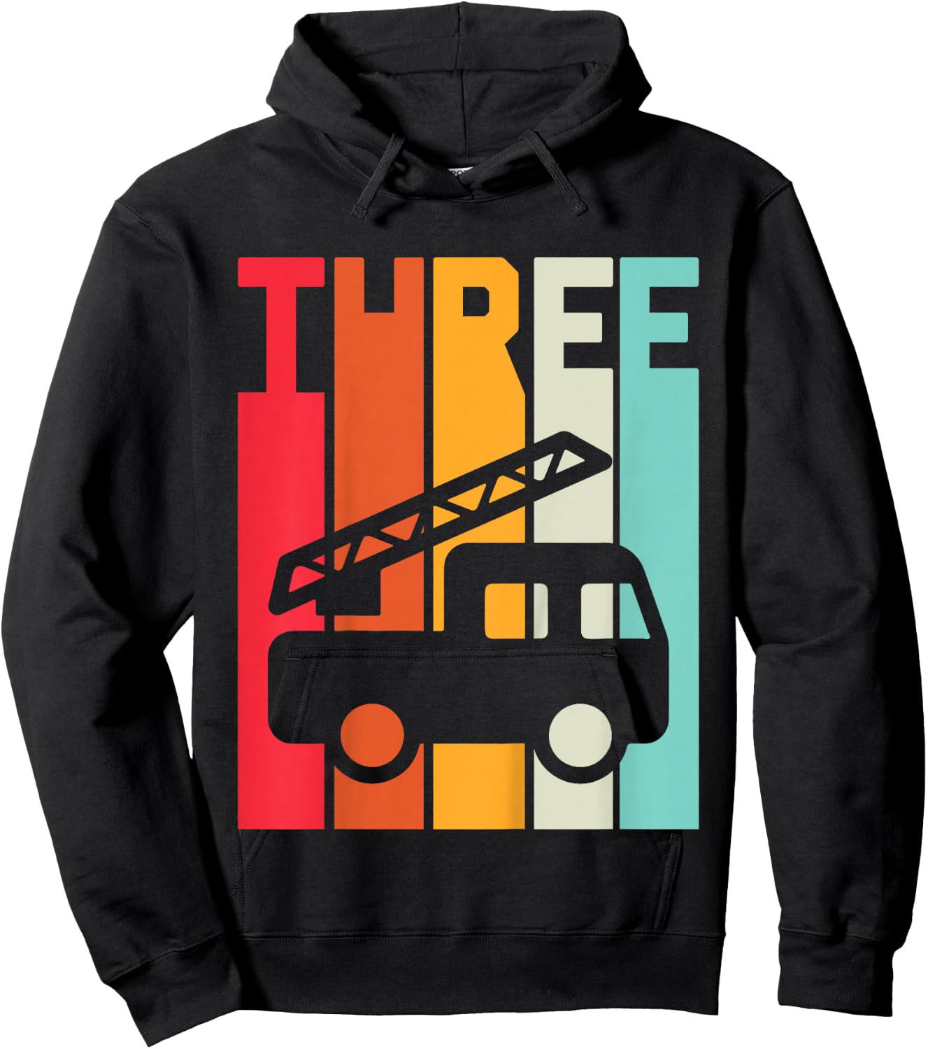 Fire Truck 3rd Birthday Boys Firefighter Fireman 3 Years Hoodie - Hoodie | Black
