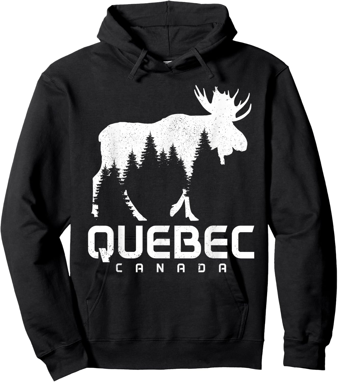 Quebec Canada Montreal Vintage Pride Souvenir Moose Nature Hoodie - Hoodie | Black