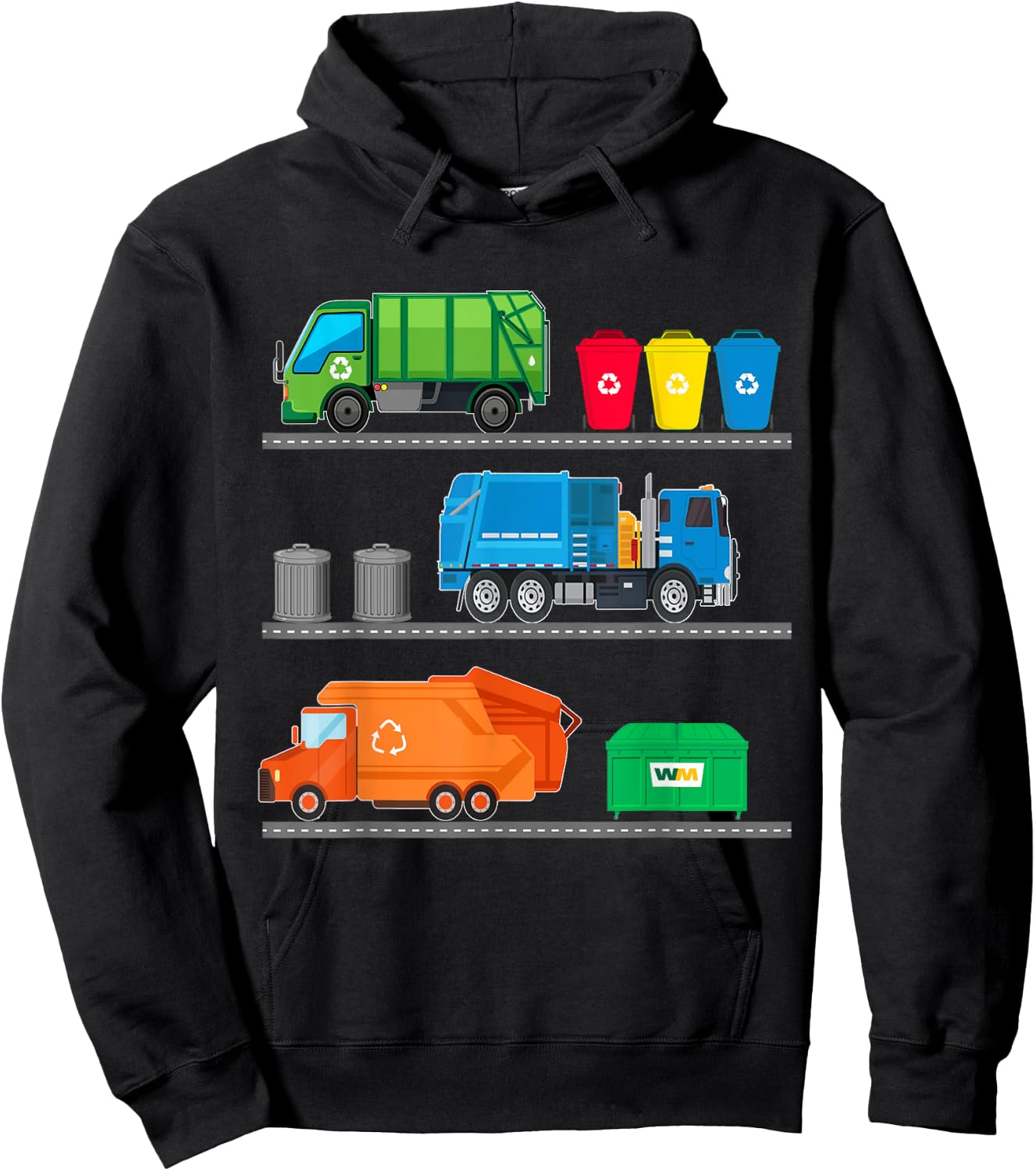 Garbage Truck Recycle Bins Junk Dumpster Rubbish Lorry Toy Hoodie - Hoodie | Black