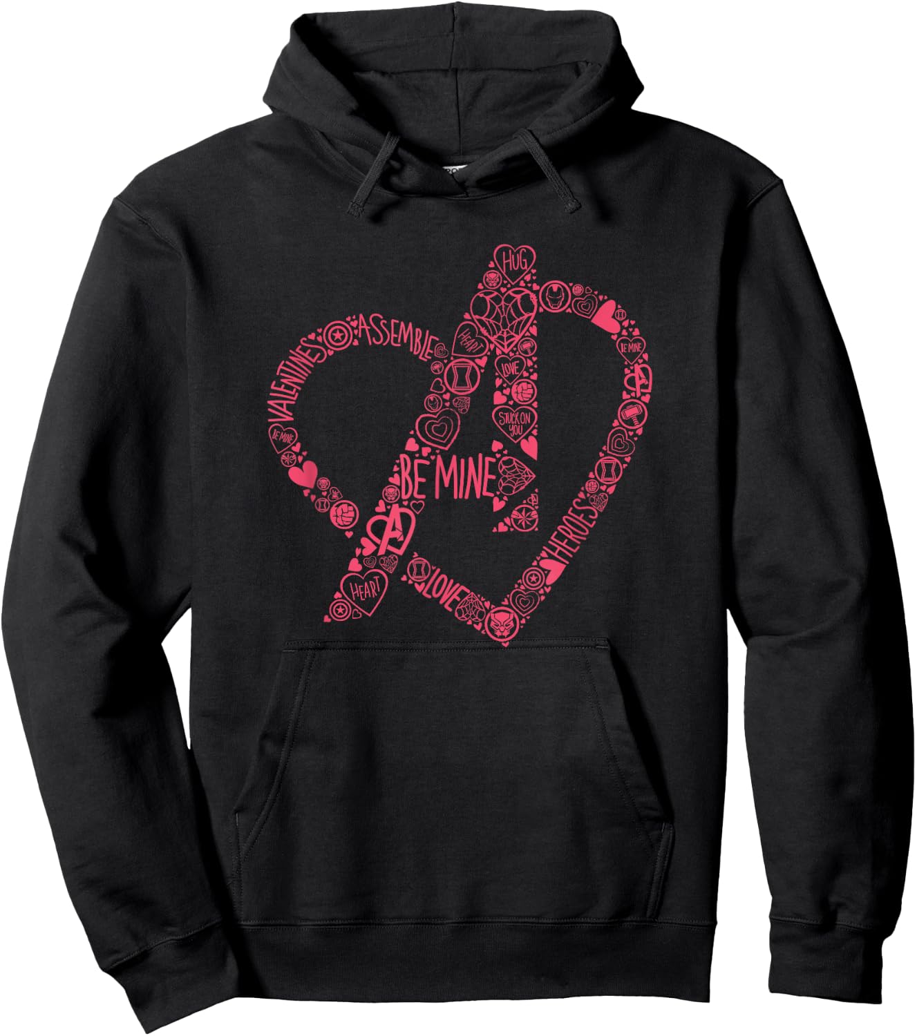 Marvel Avengers Heart Logo Valentine's Day Hoodie - Hoodie | Black