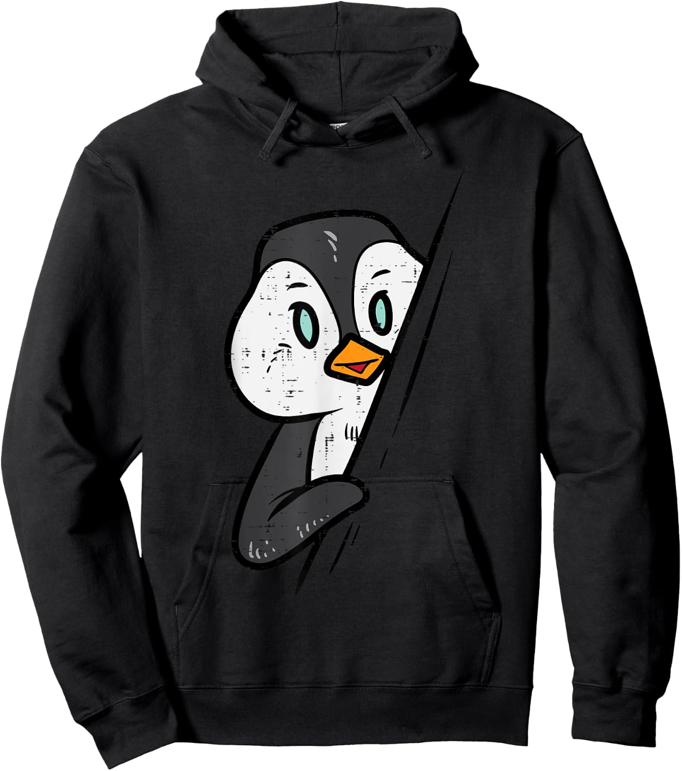Emperor Penguin Hiding Peeking Cute Women Boys Girls Kid Men Hoodie - Hoodie | Black