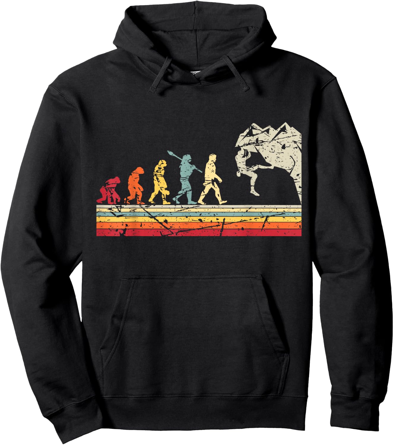 Rock Climbing Human Evolution Vintage Climber Hoodie - Hoodie | Black