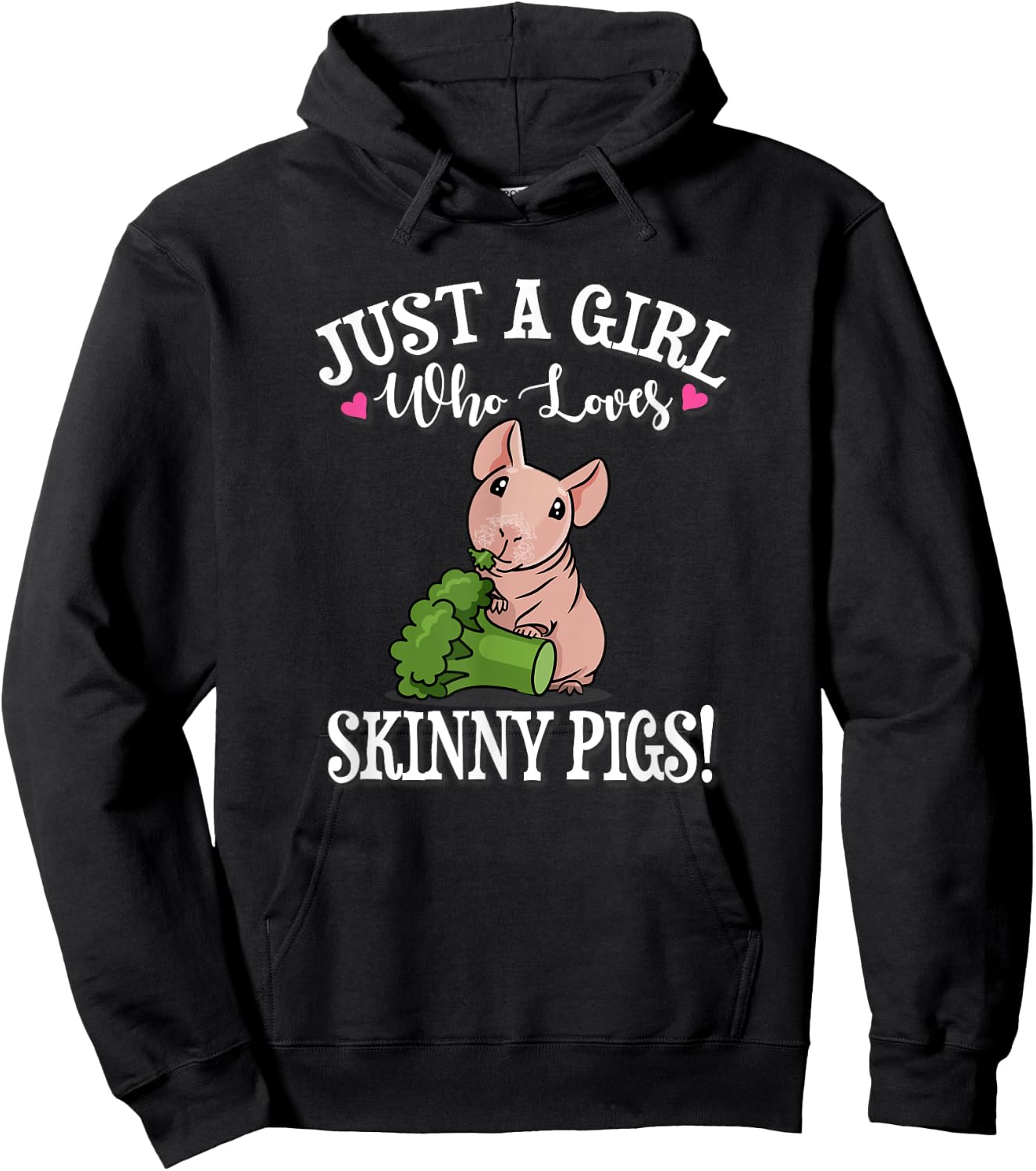 Kids Funny Girl Who Loves Hairless Guinea Pig Mom Lover Hoodie - Hoodie | Black