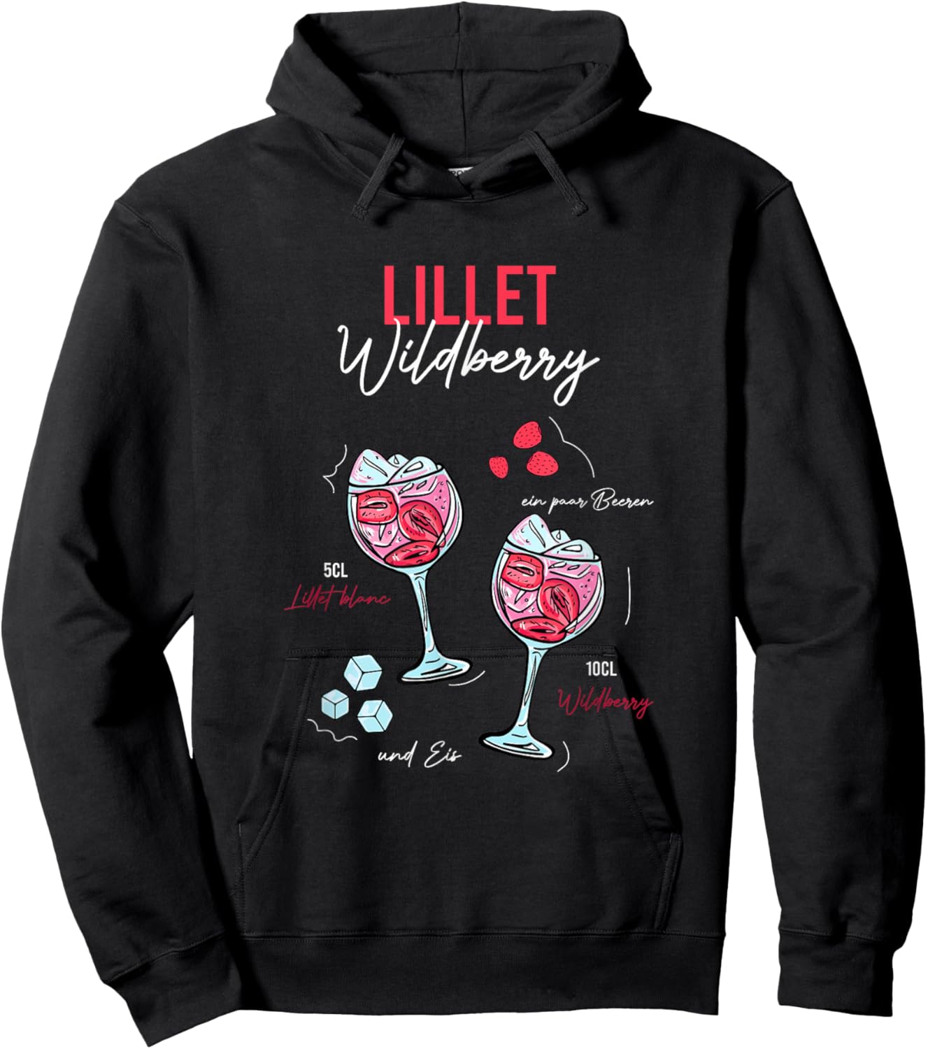 Wildberry Lillet Fruits Cocktail Summer Alcohol , black Hoodie - Hoodie | Black