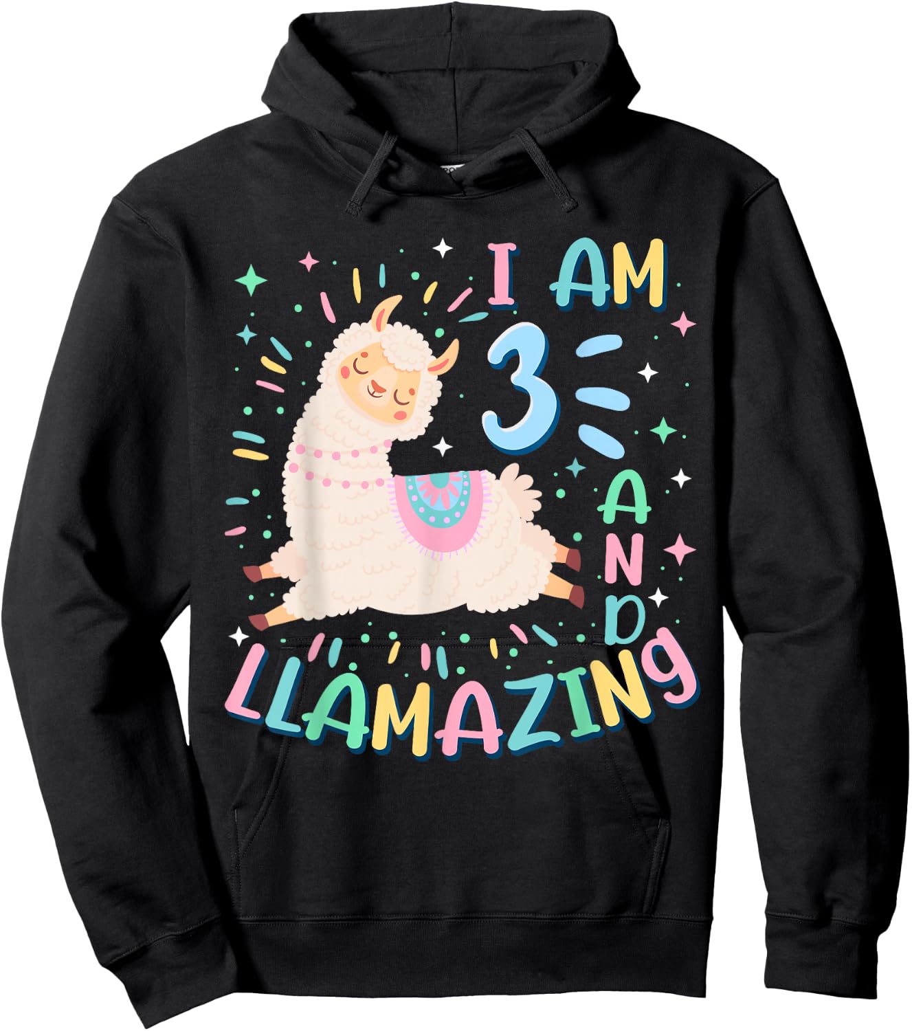 3rd Birthday I Am 3 Years Old And Llamazing Llama Girl Teens Hoodie - Hoodie | Black