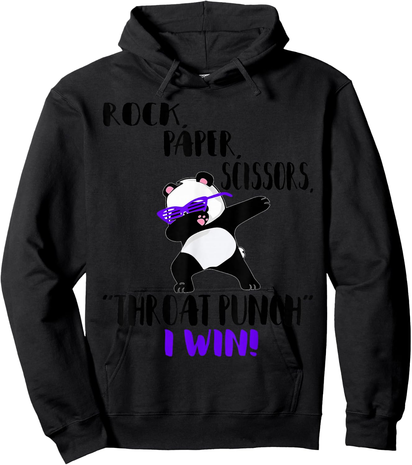 Funny Panda Rock Paper Scissors Throat Punch I Win Hoodie - Hoodie | Black