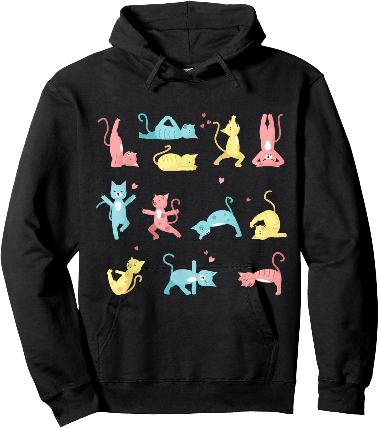 Funny Cat Training Yoga Posture Kitty Mood Hoodie - Hoodie | Black