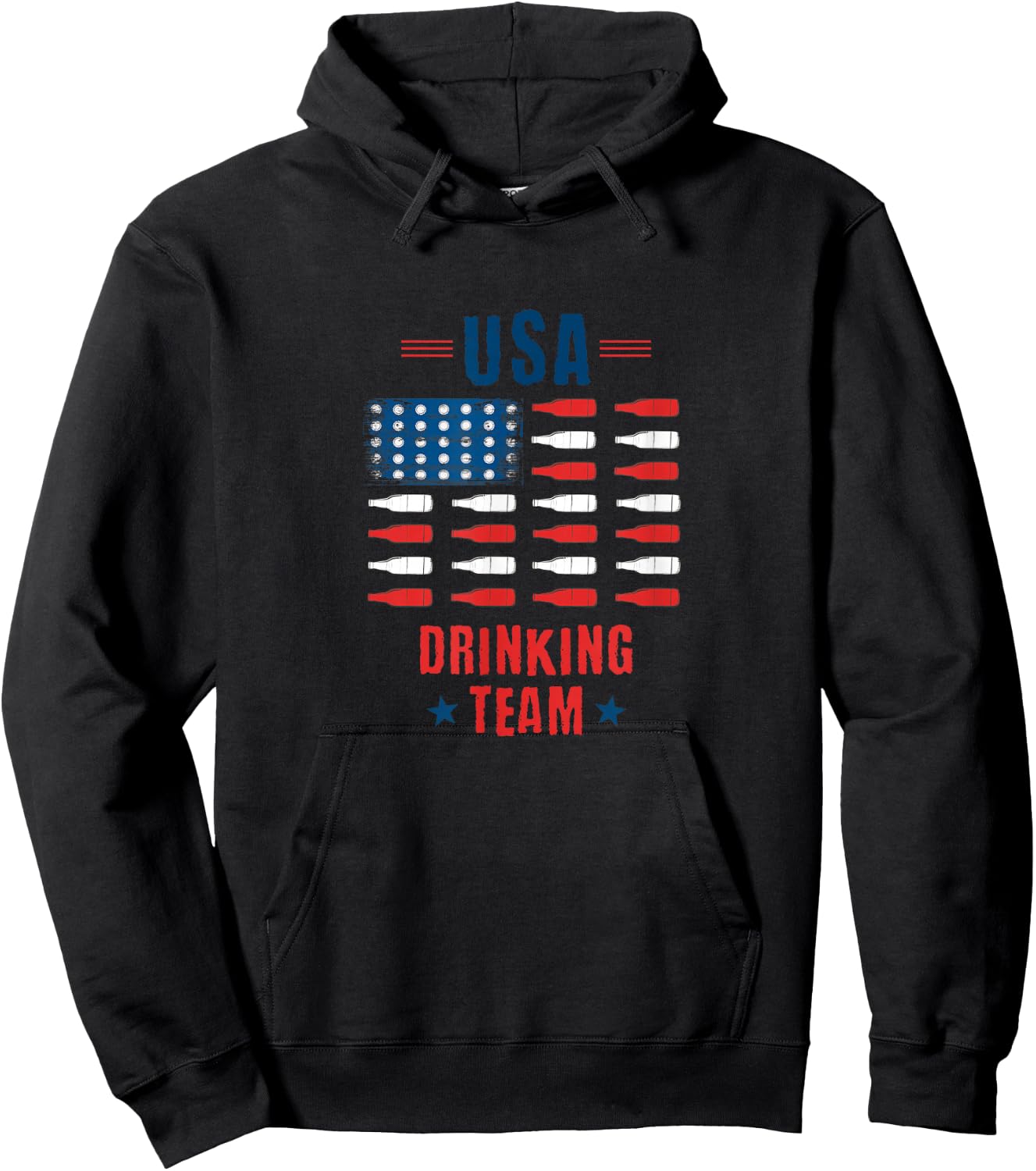 USA Drinking Team Alcohol Bottle Spirits Liquor Drunk Gift Hoodie - Hoodie | Black