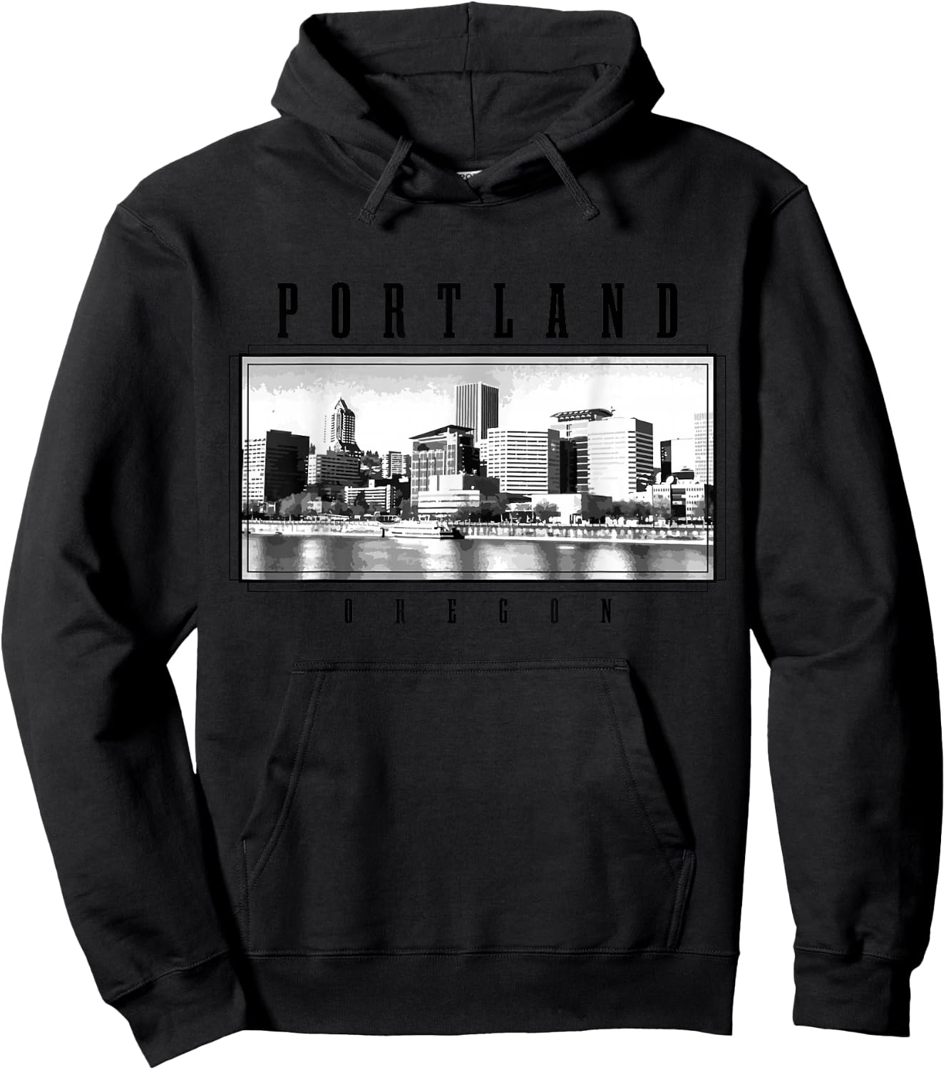 Portland Oregon Vintage Skyline USA America Souvenir Hoodie - Hoodie | Black