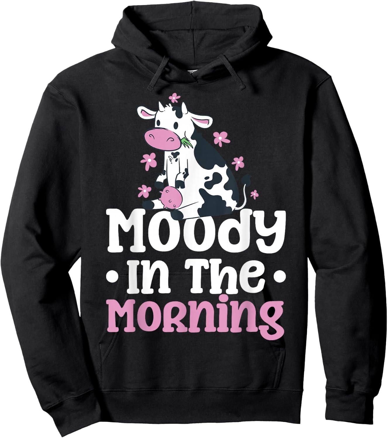 Moody In The Morning Cow Hoodie - Hoodie | Black