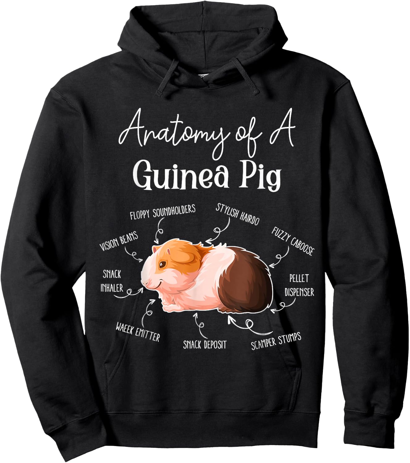 Cute & Funny Guinea Pig Gifts Men Kids x Anatomy Of A Guinea Pig - Black, Small Hoodie - Hoodie | Black