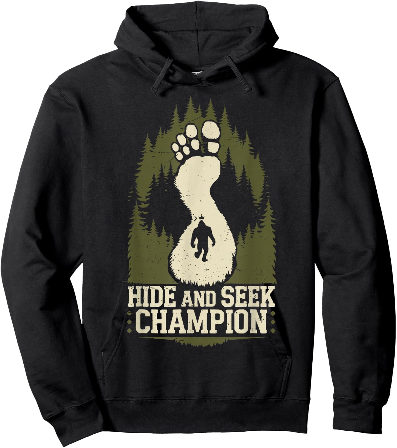 Bigfoot Hide Seek World Champion Believer Daddy Mama Squatch Hoodie - Hoodie | Black