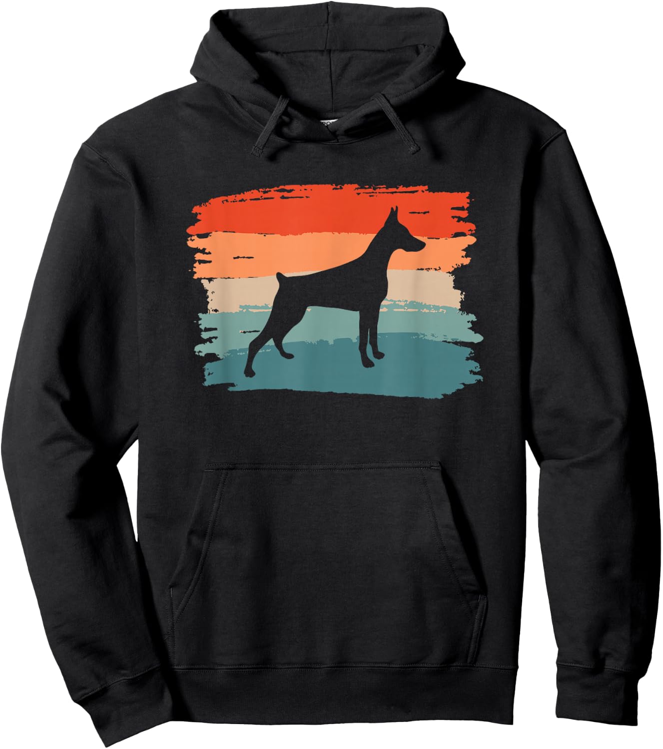 Vintage Retro Silhouette Doberman Pinscher Lover Hoodie - Hoodie | Black
