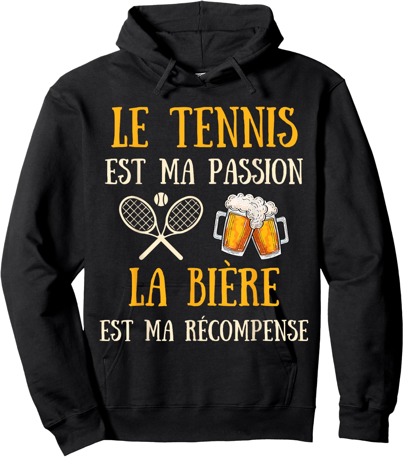 Men's Tennis Humour Tennisman Gift Humorous Beer , Black, S Hoodie - Hoodie | Black
