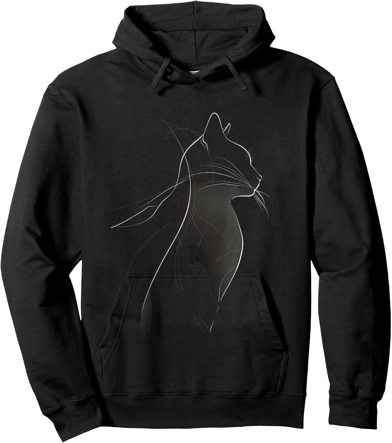 Stylish Cat Silhouette Pattern , Black, S Hoodie - Hoodie | Black
