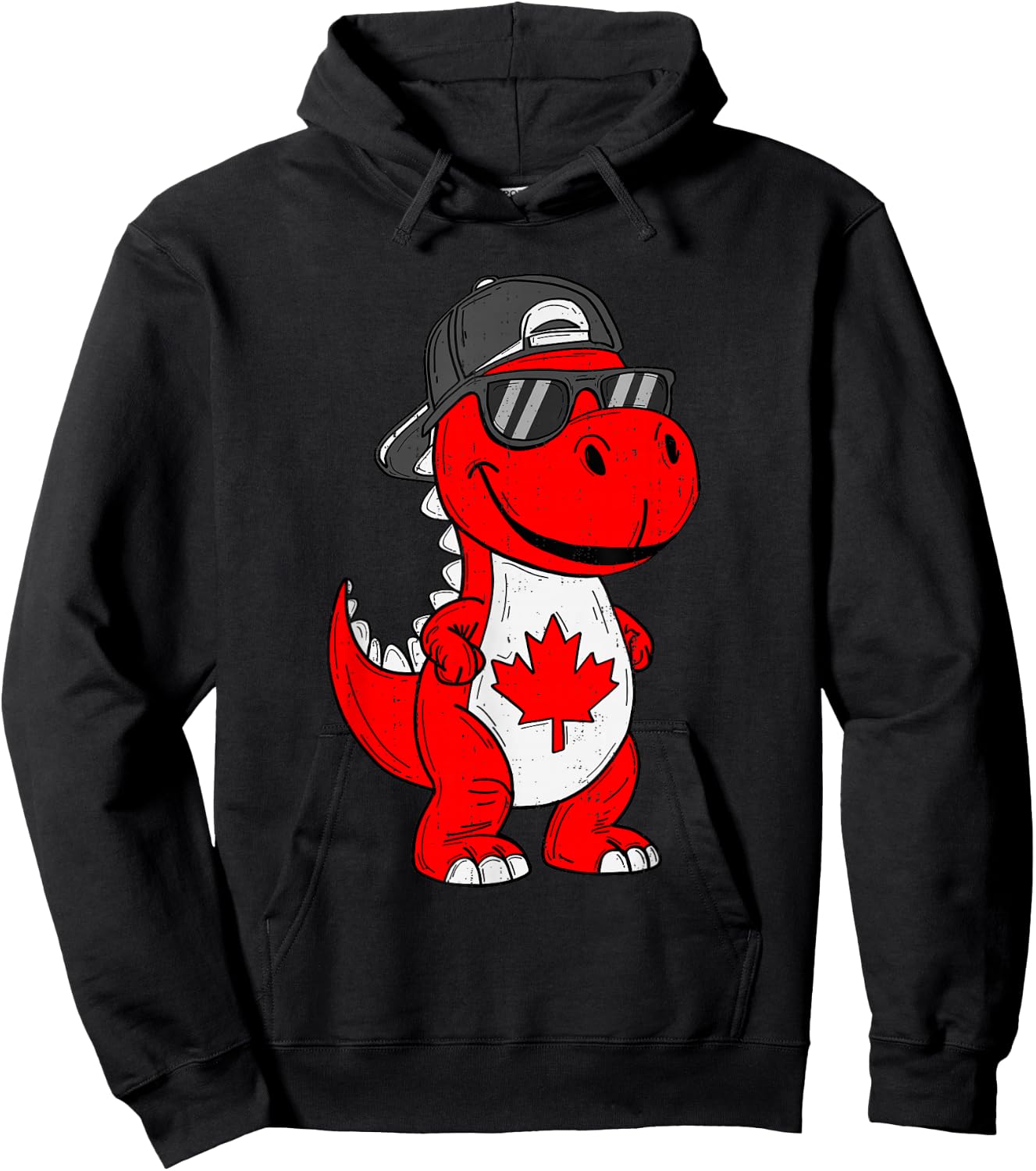 Canadian Dinosaur Trex Maple Leaf Canada Boy Kids Toddler Hoodie - Hoodie | Black