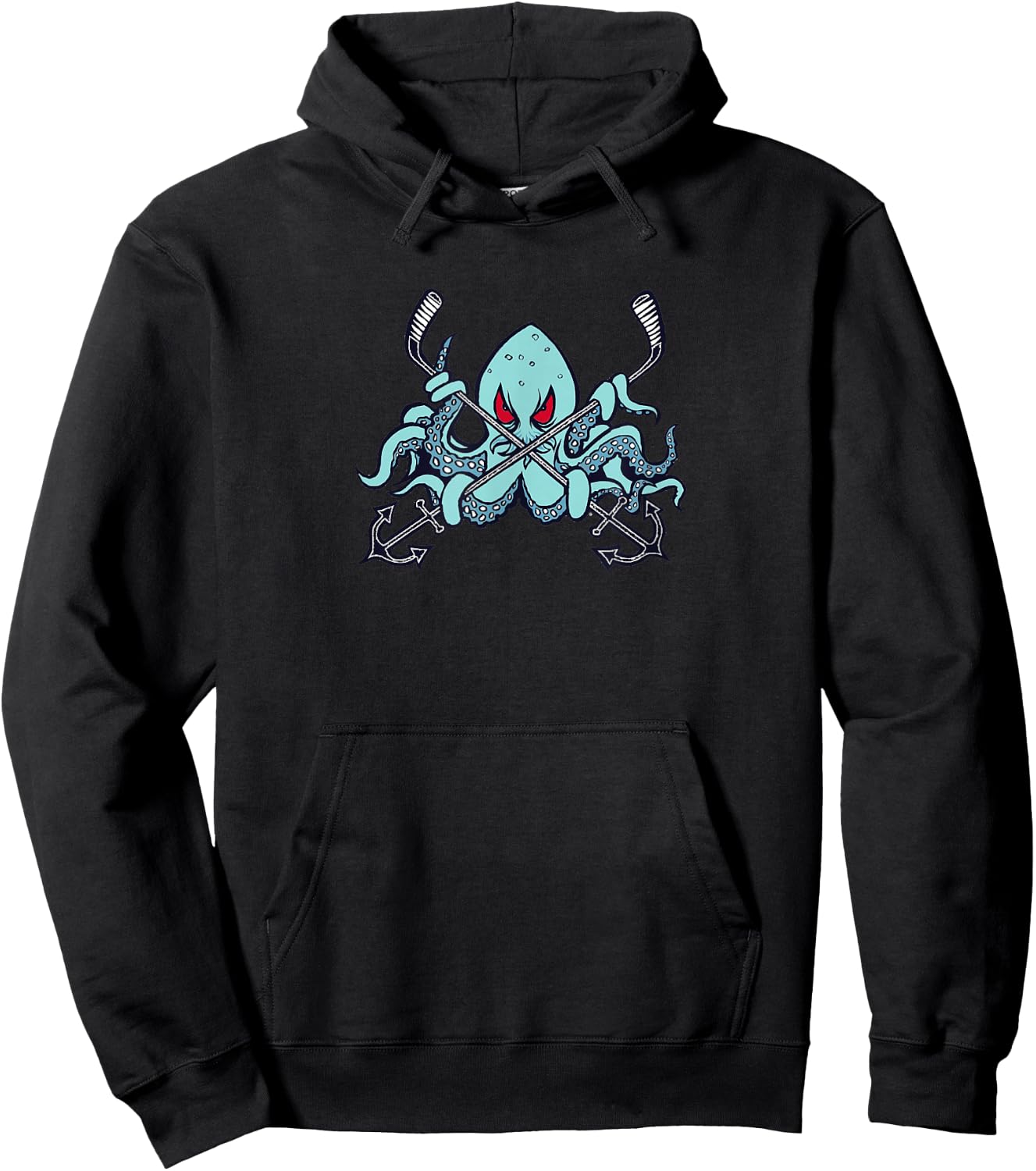 Ice Hockey Octopus Squid Ocean Sea Monster Beast Hoodie - Hoodie | Black