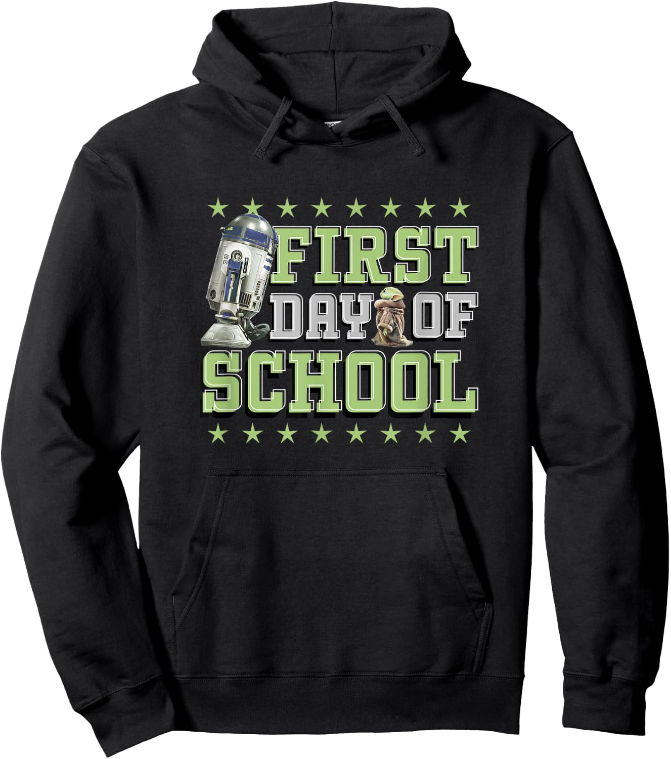 Star Wars: The Mandalorian Grogu R2-D2 First Day Of School Hoodie - Hoodie | Black