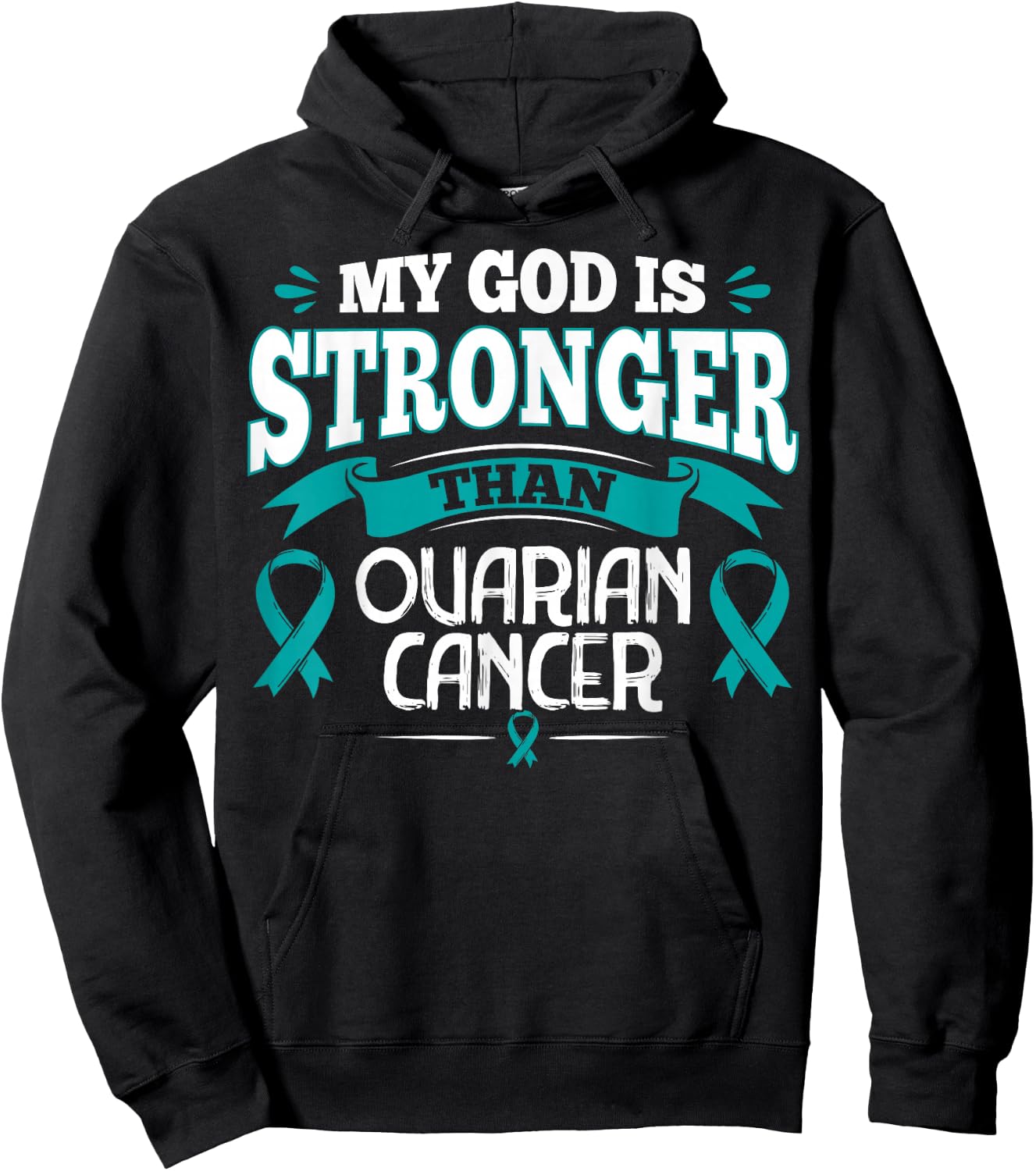 Gift Ovarian Cancer Patients Teal Ribbon Hoodie - Hoodie | Black