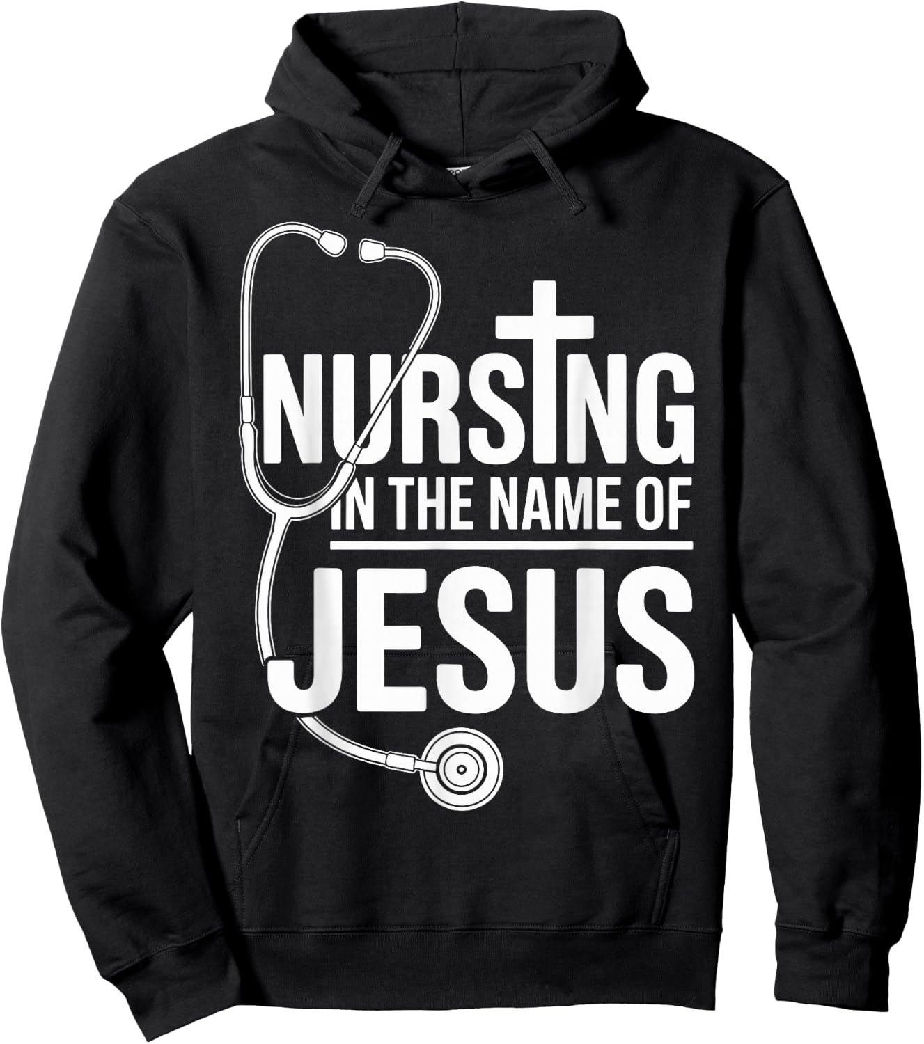 Nursing in The Name of Jesus Christian Nurse Hoodie - Hoodie | Black