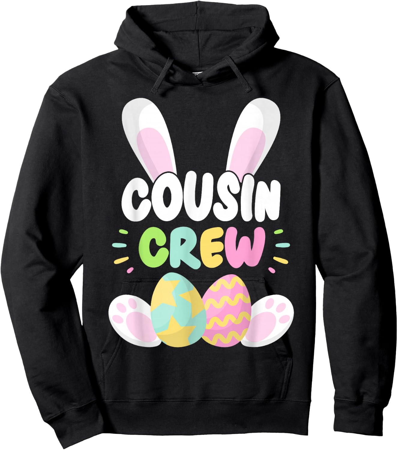 Cousin Crew Cute Rabbit Easter Squad 2026 Family Easter Eggs Hoodie - Hoodie | Black