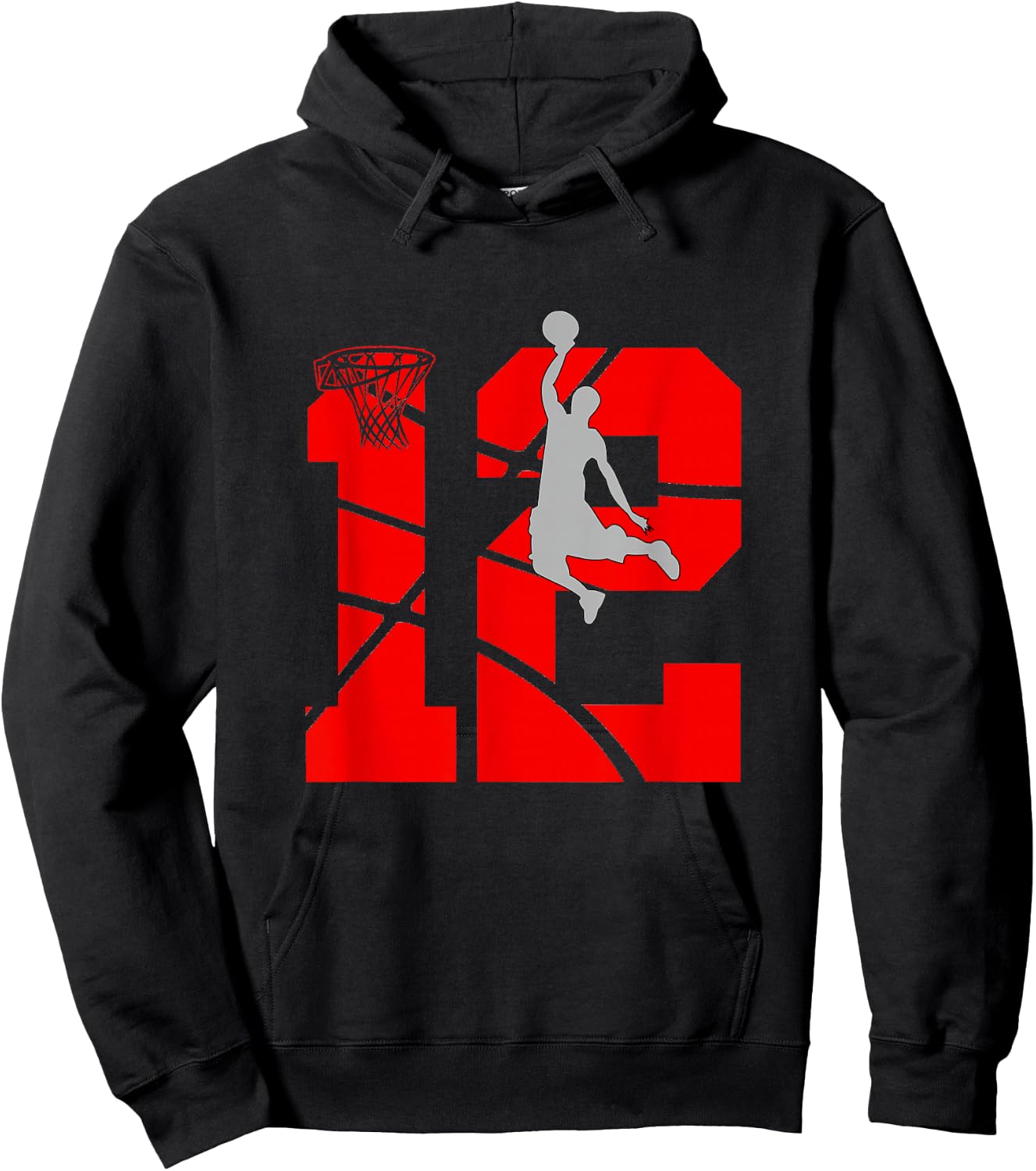 12 Year Old 12th Basketball Birthday PartyTheme Boys Girls Hoodie - Hoodie | Black