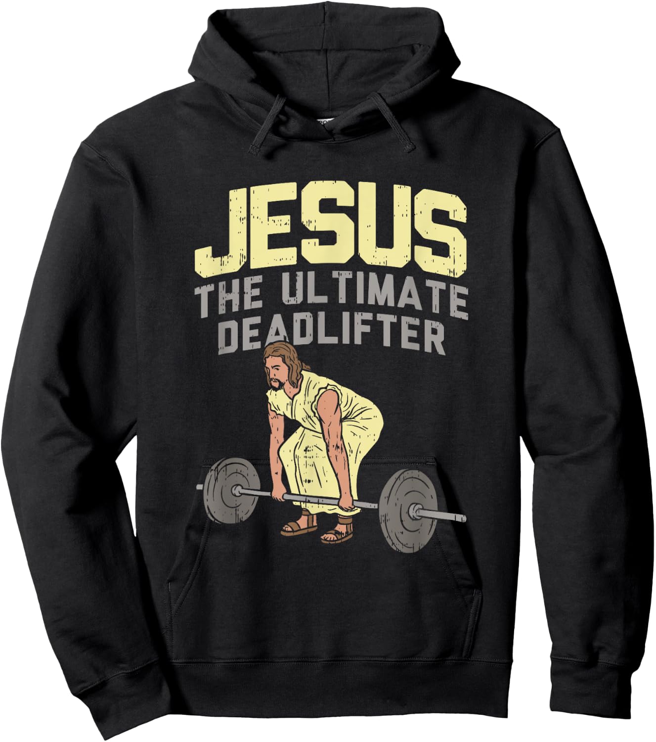 Deadlift Jesus I Christian Weightlifting Funny Workout Gym Hoodie - Hoodie | Black