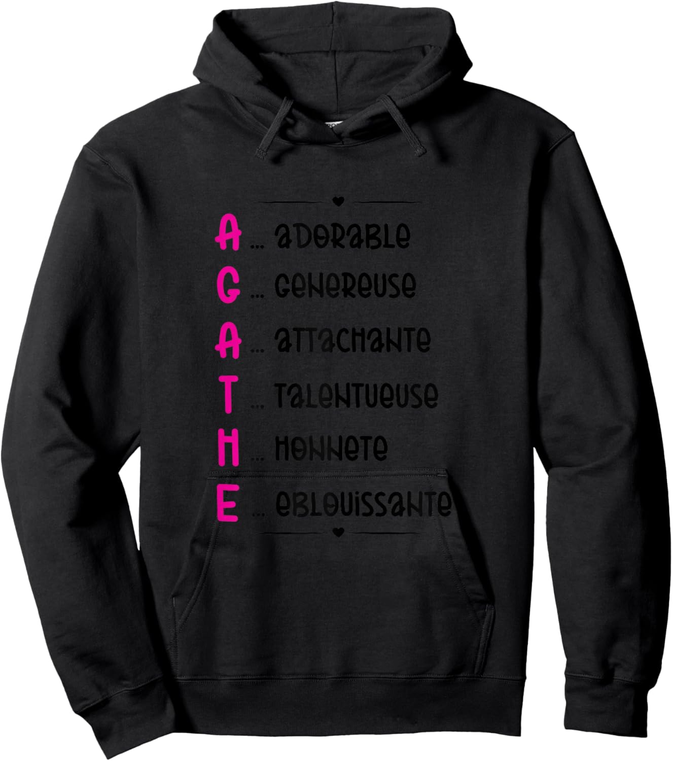 Agathe Prenom Personnalisé Femme Cadeau Prenom Agathe Girls' , white Hoodie - Hoodie | Black