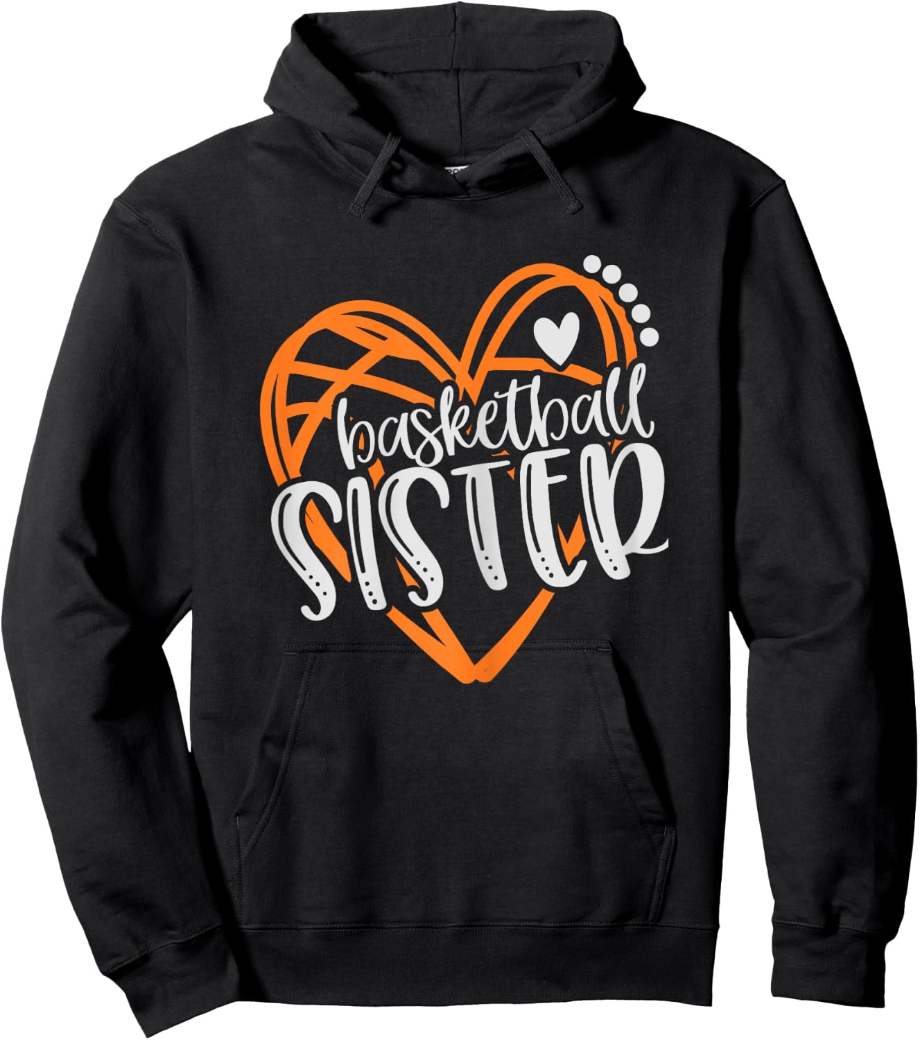 Girls Basketball Sister Heart Distressed Hoodie - Hoodie | Black