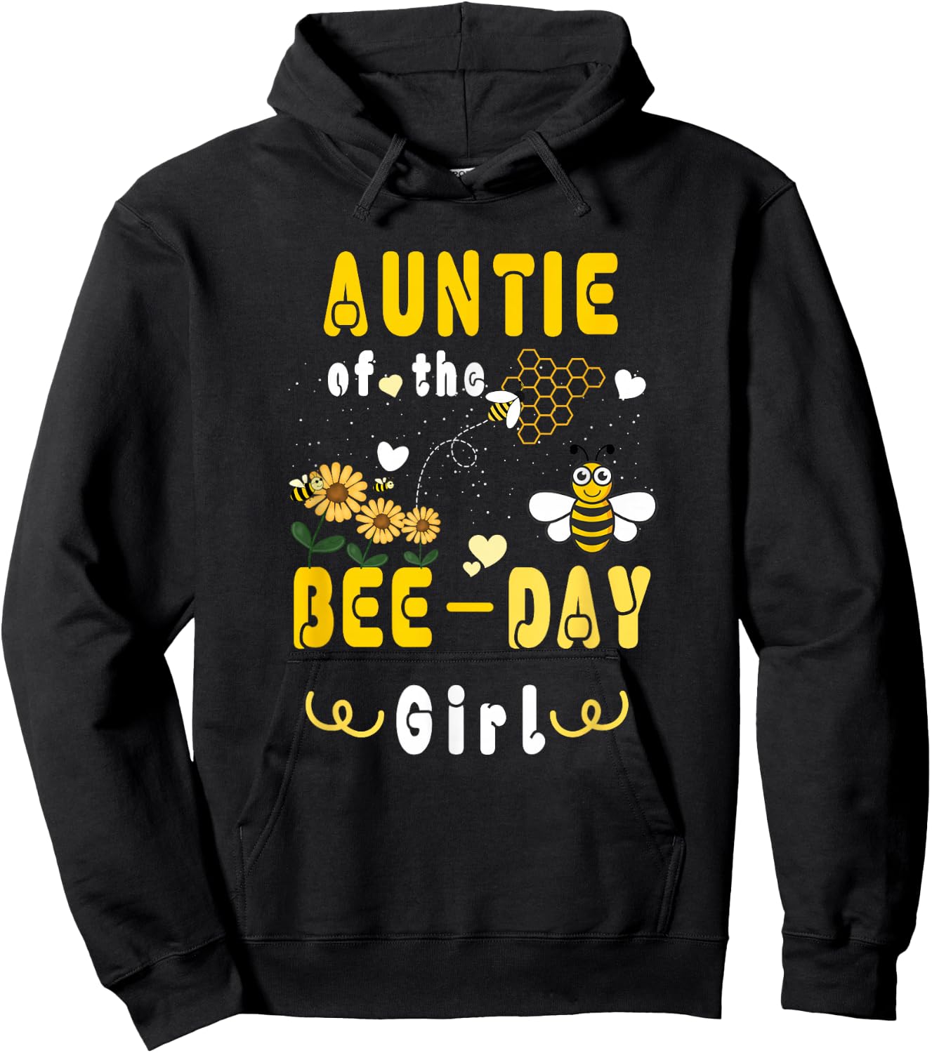 Auntie Of The Bee-Day Girl Cute Birthday Family Party Hoodie - Hoodie | Black