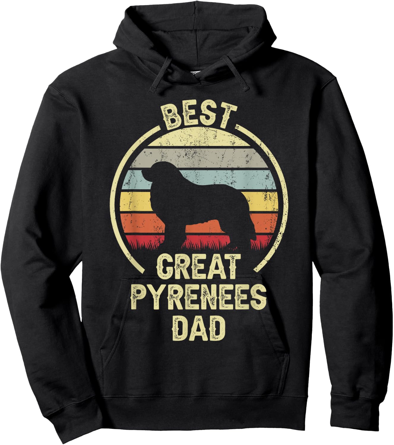 Best Dog Father Dad - Vintage Great Pyrenees Hoodie - Hoodie | Black