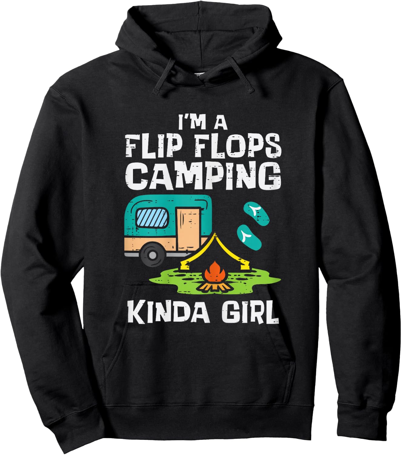 Flip Flops Camping Kinda Girl Camper Women Girls Kids Youth Hoodie - Hoodie | Black