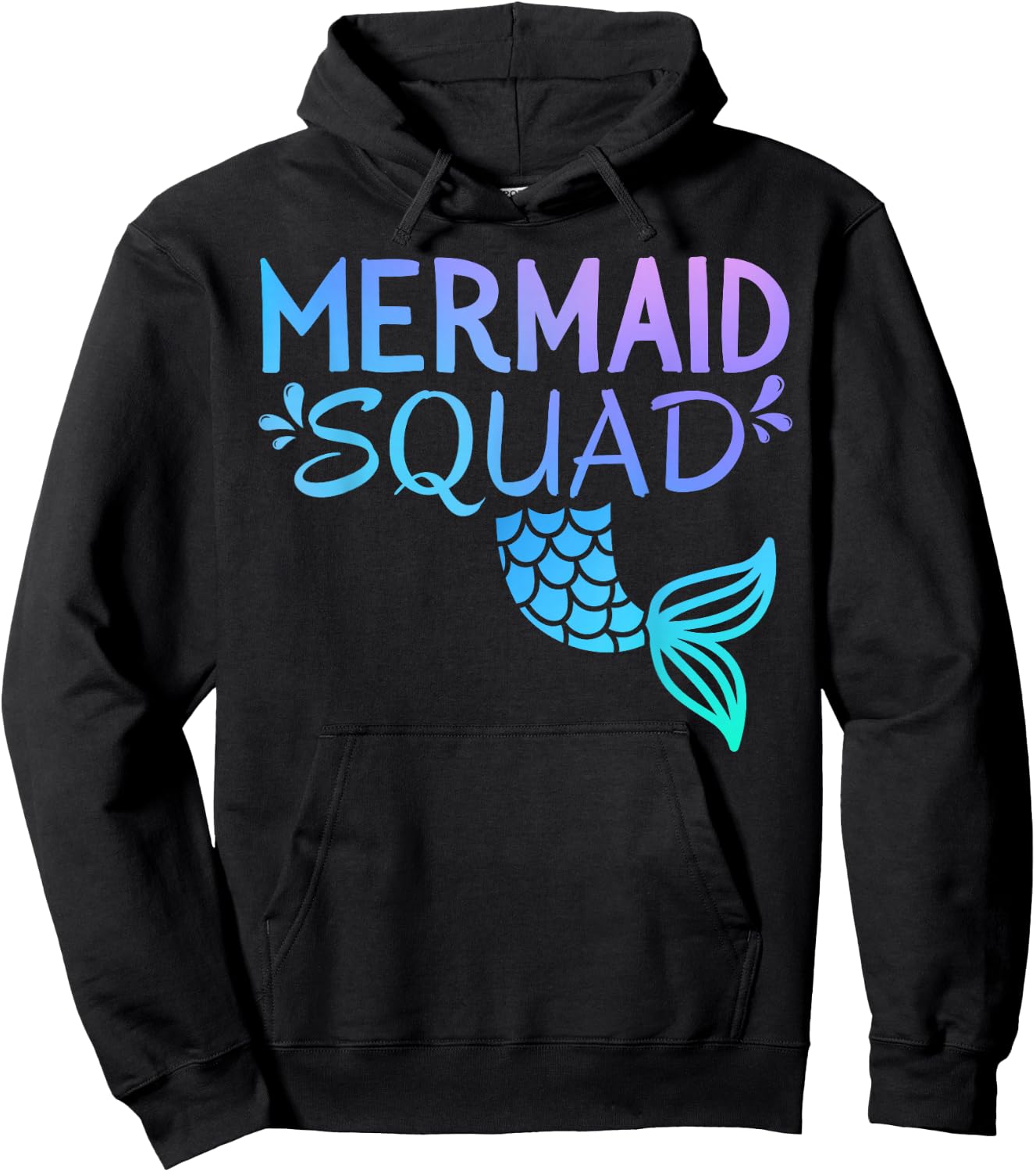 Mermaid Squad Birthday Kids Girl Women Matching Family Party Hoodie - Hoodie | Black