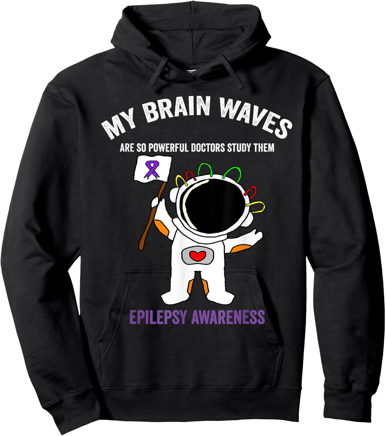 Epilepsy awareness purple ribbon - Space-themed Epilepsy Hoodie - Hoodie | Black