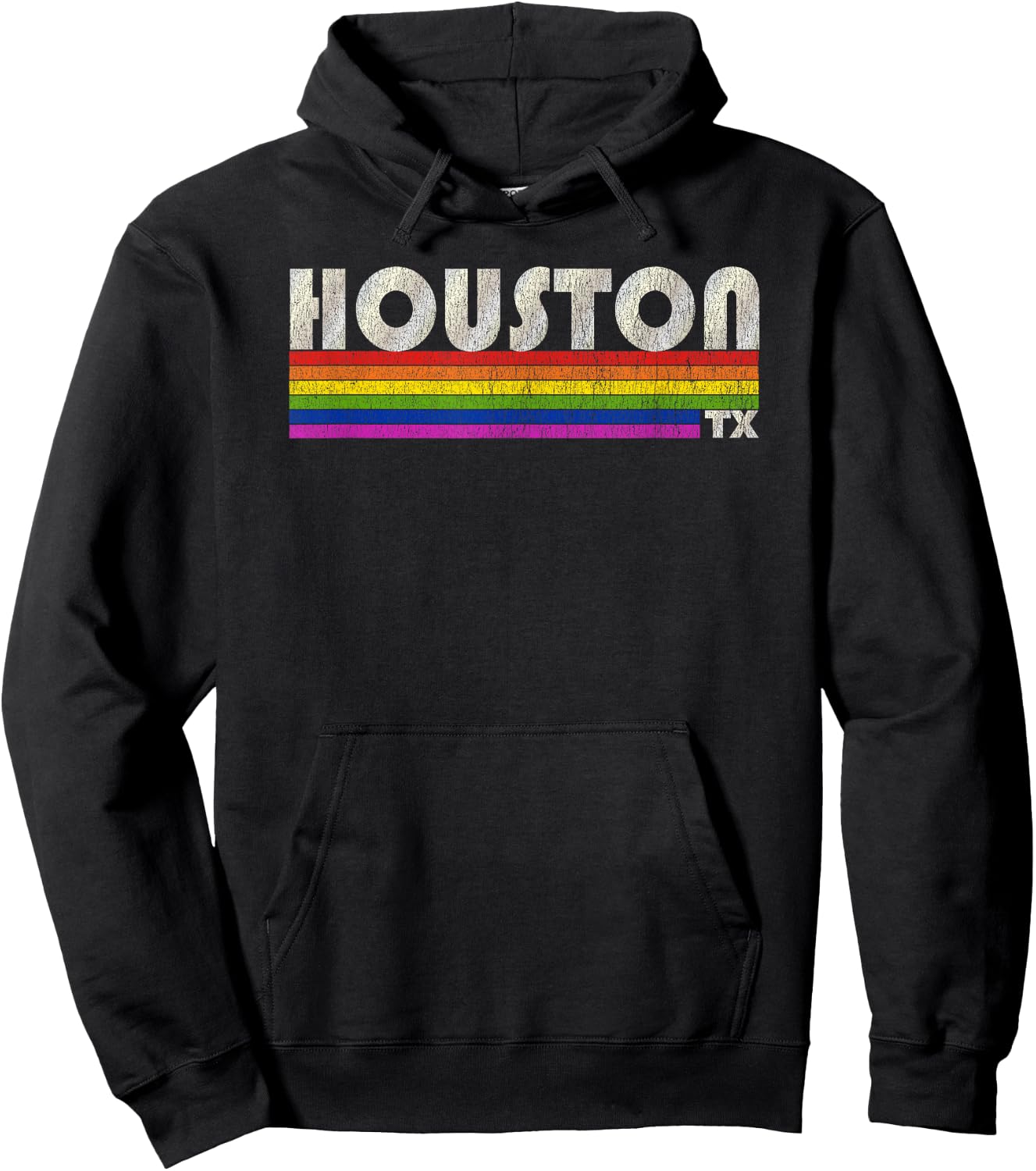 Vintage 80's Style Houston TX Gay Pride Month Hoodie - Hoodie | Black