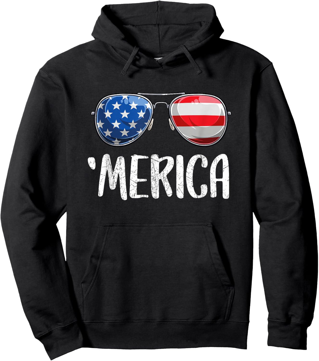 Merica Sunglasses 4th of July Women kids US Hoodie - Hoodie | Black