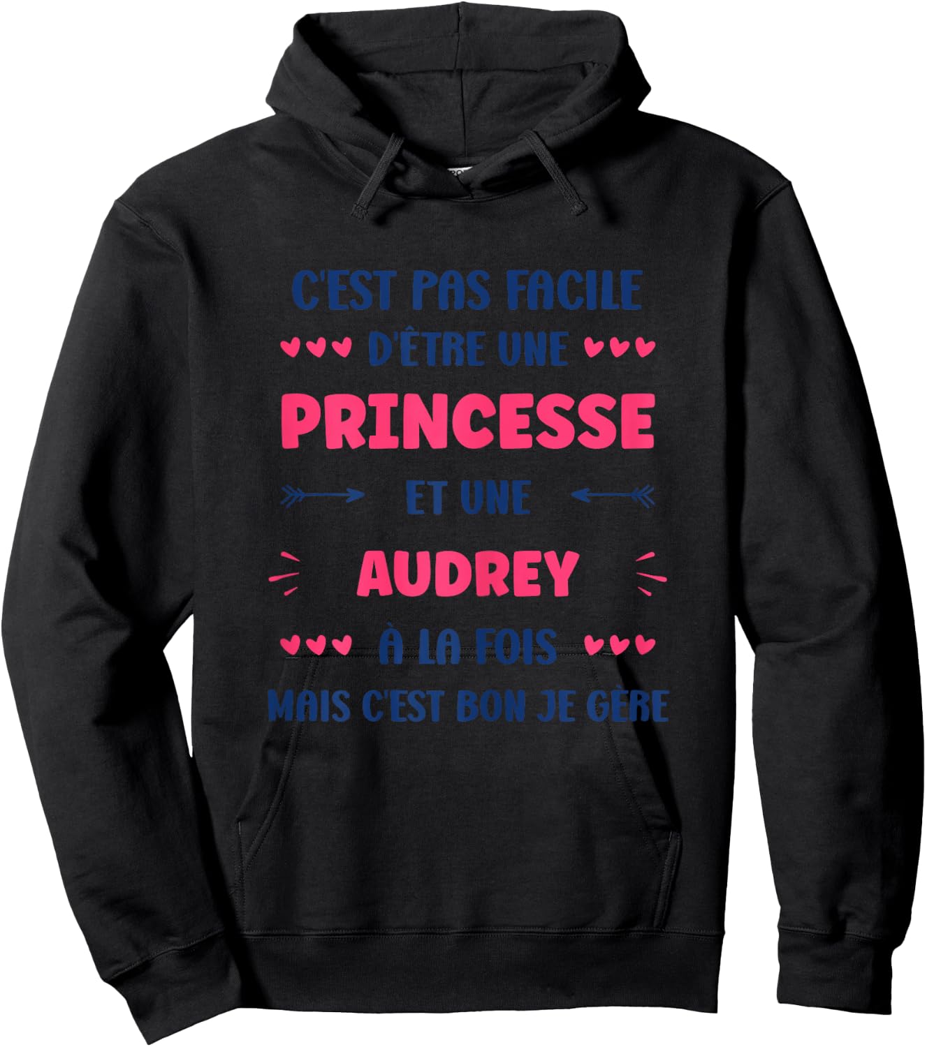 Princess Super Audrey Girl Name Humour Audrey , white, Female X-Small Hoodie - Hoodie | Black